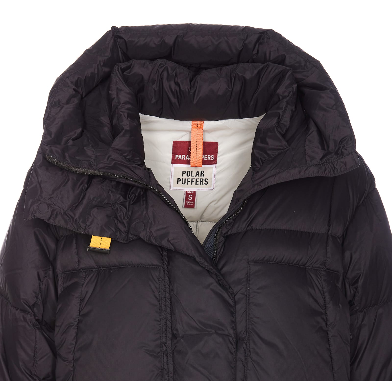 Parajumpers Puffy Quilted Black Nylon Down Jacket With Adjustable Hood And Functional Pockets In Black