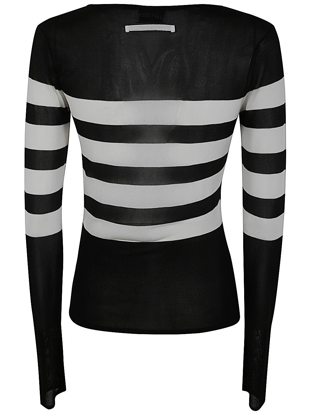 Shop Jean Paul Gaultier Transparent Viscose Mariniere Top With Intarcia Signature In Black White