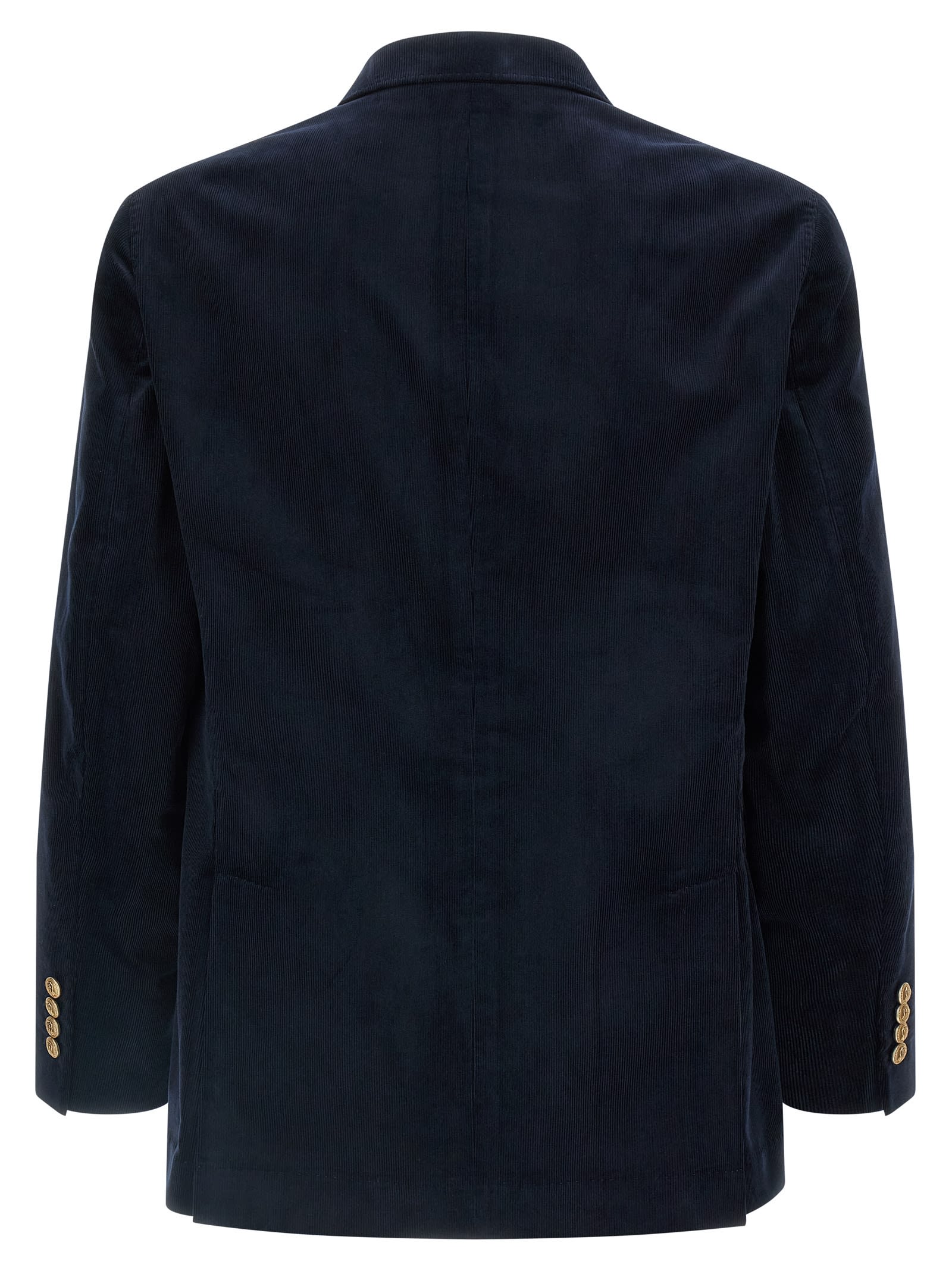 Brunello Cucinelli Tailored Corduroy Double-breasted Blazer In Blue