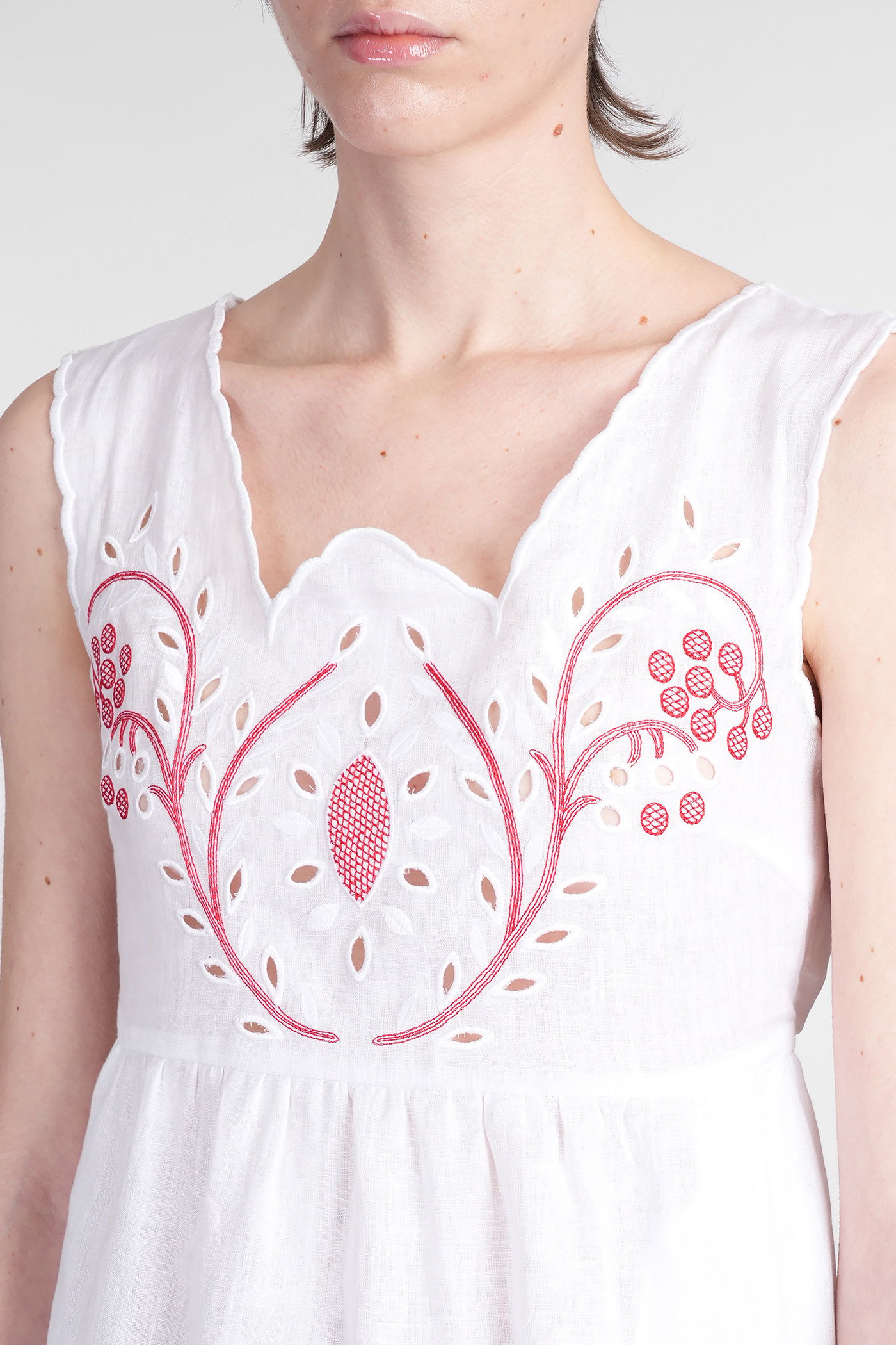 Holy Caftan Embroidery-detail Maxi Dress In White