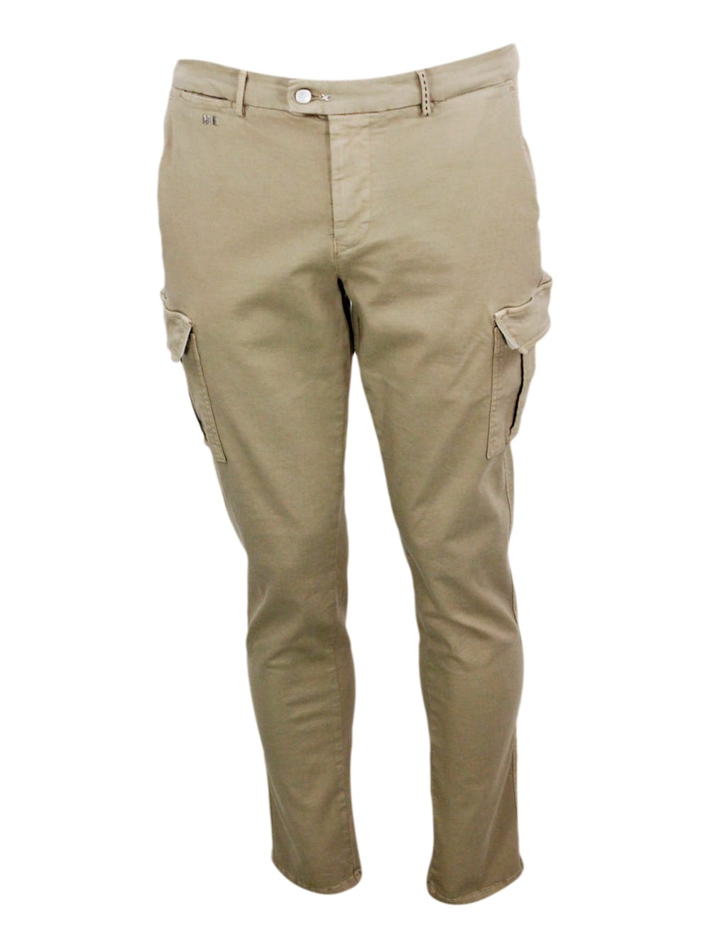 Sartoria Tramarossa Amerigo Acargo Model Trousers With Large Slim Zip Pockets In Soft Cotton With Chino Pockets And Tail In Beige