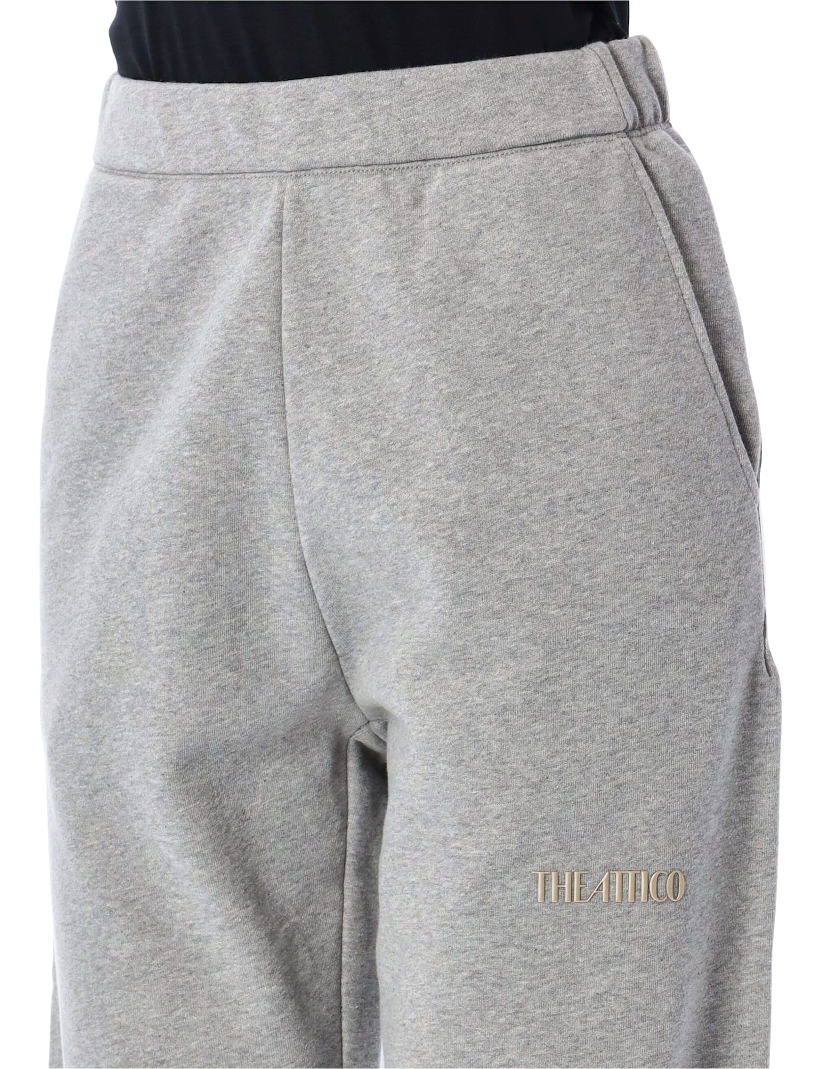 Attico Penny Logo Print Track Pants In Grey Melange