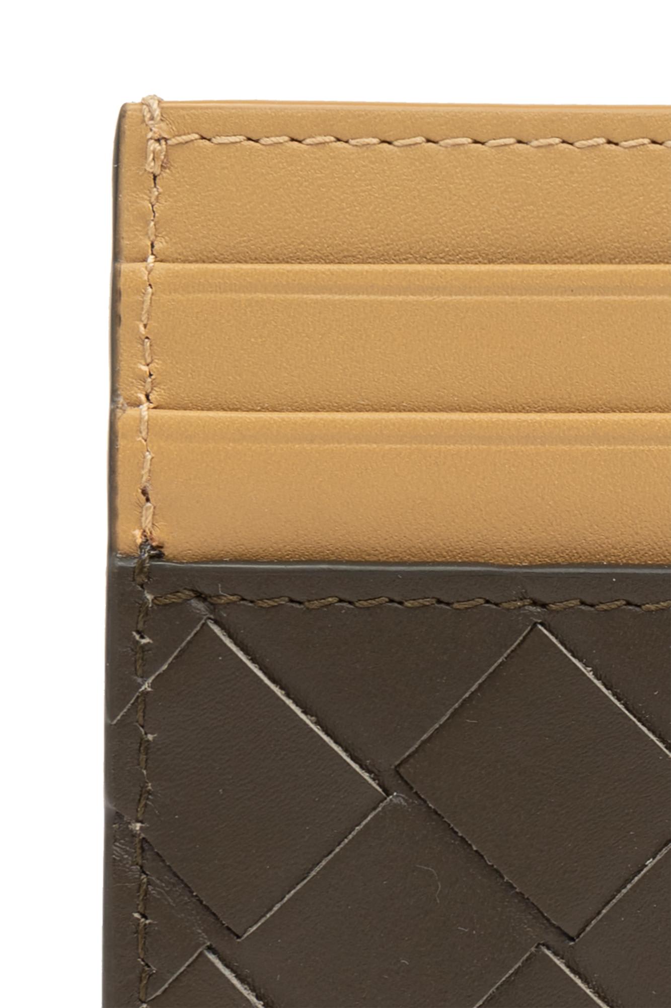 Shop Bottega Veneta Leather Card Holder In Kaki