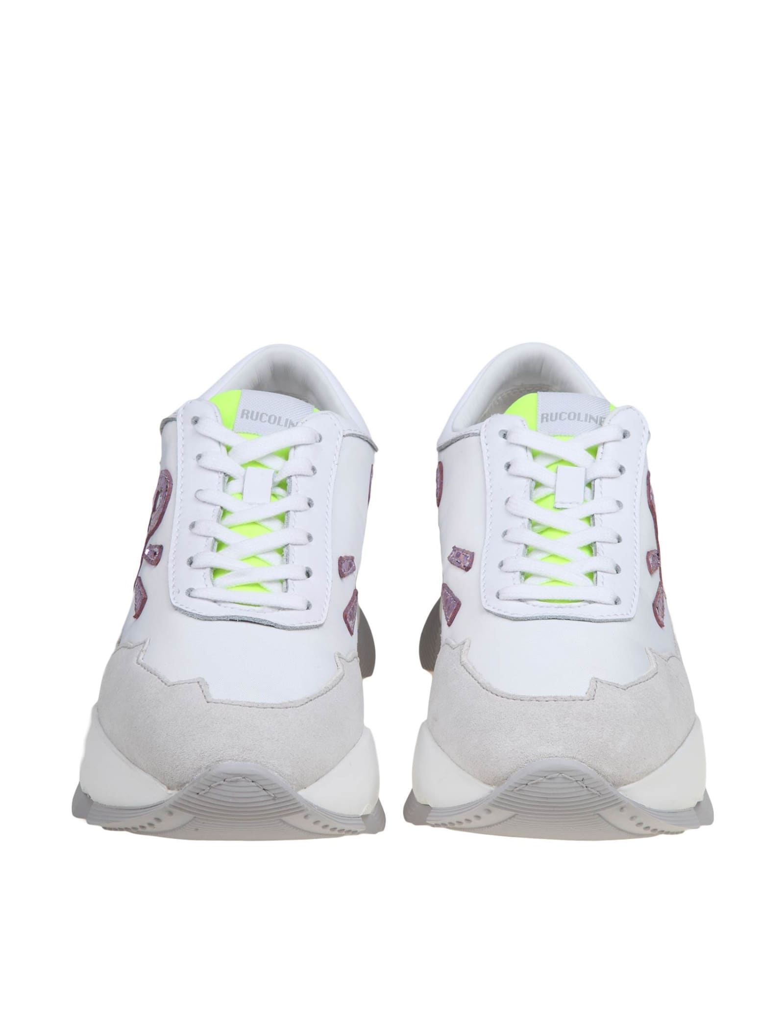 Shop Ruco Line White And Yellow Leather Sneakers
