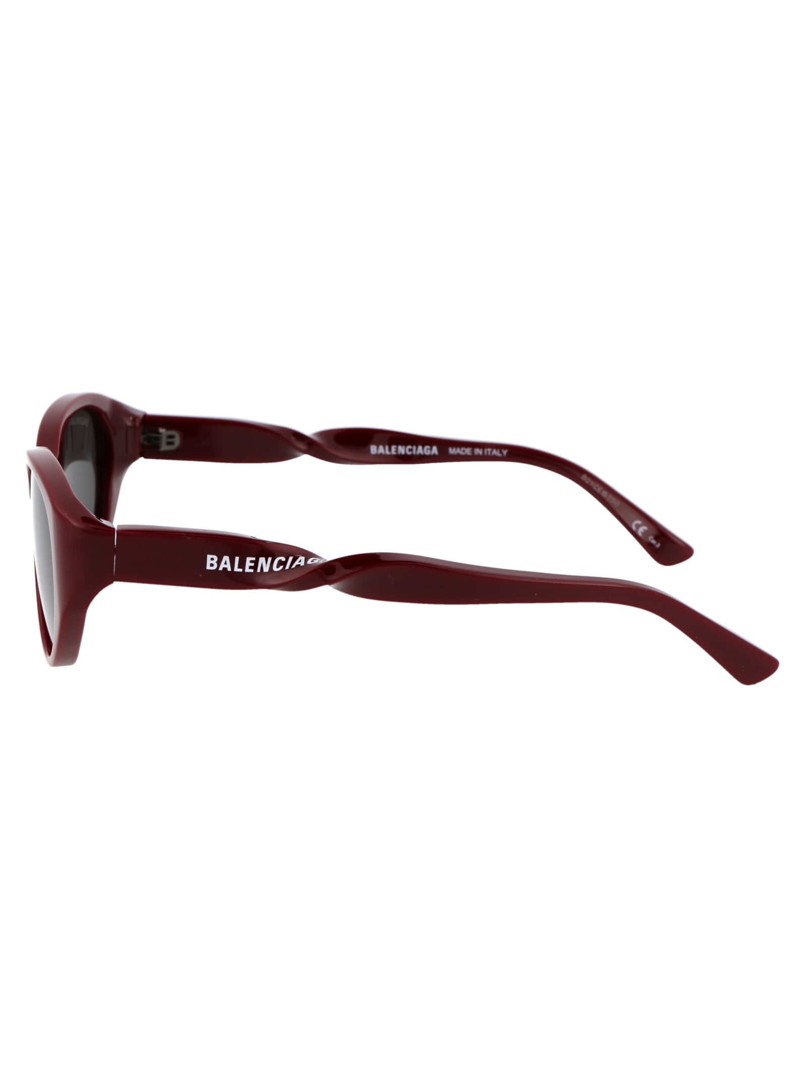 Shop Balenciaga Bb0209sa Sunglasses In 003 Burgundy Burgundy Grey