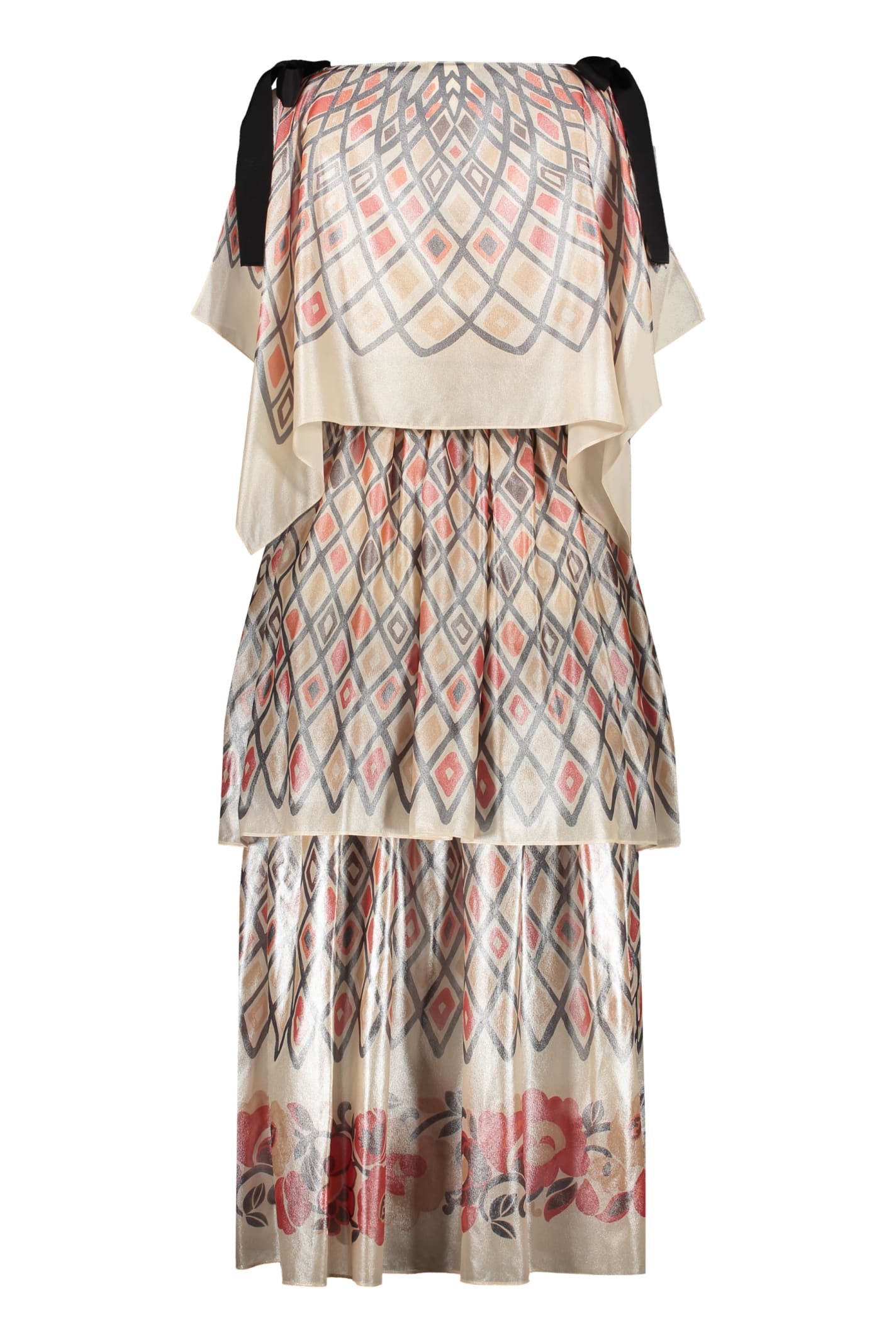 Shop Fendi Printed Silk Dress In Multicolor