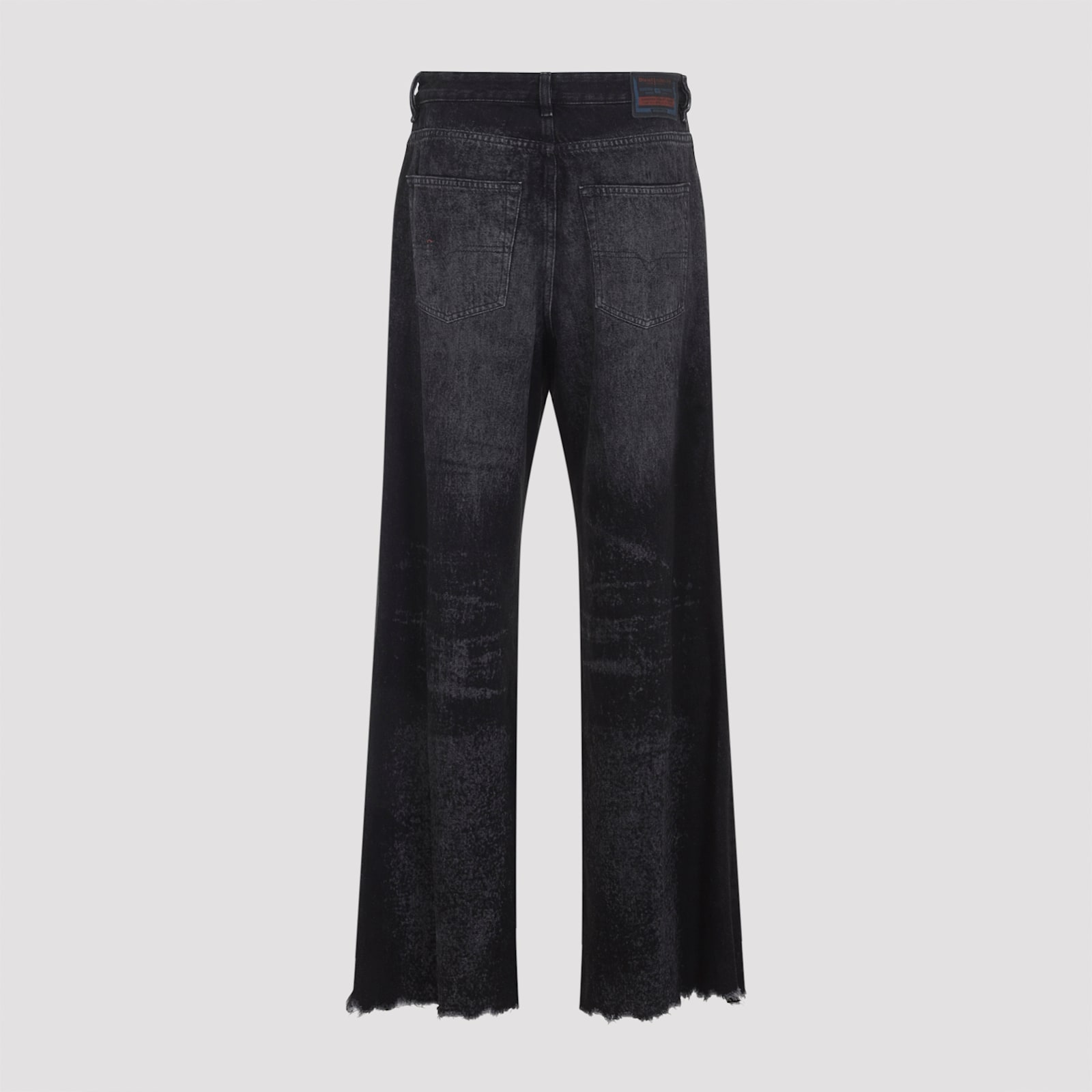 Diesel High-waisted Wide-leg Jeans With Edgy Raw Hem In Black