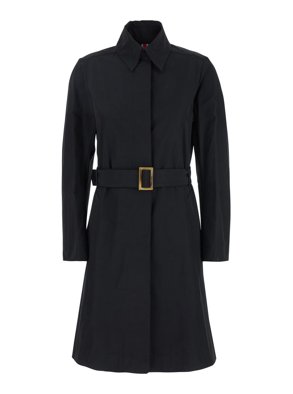 Merci Black Trench Coat With Classic Collar And Adjustable Belt In Fabric Woman In Black
