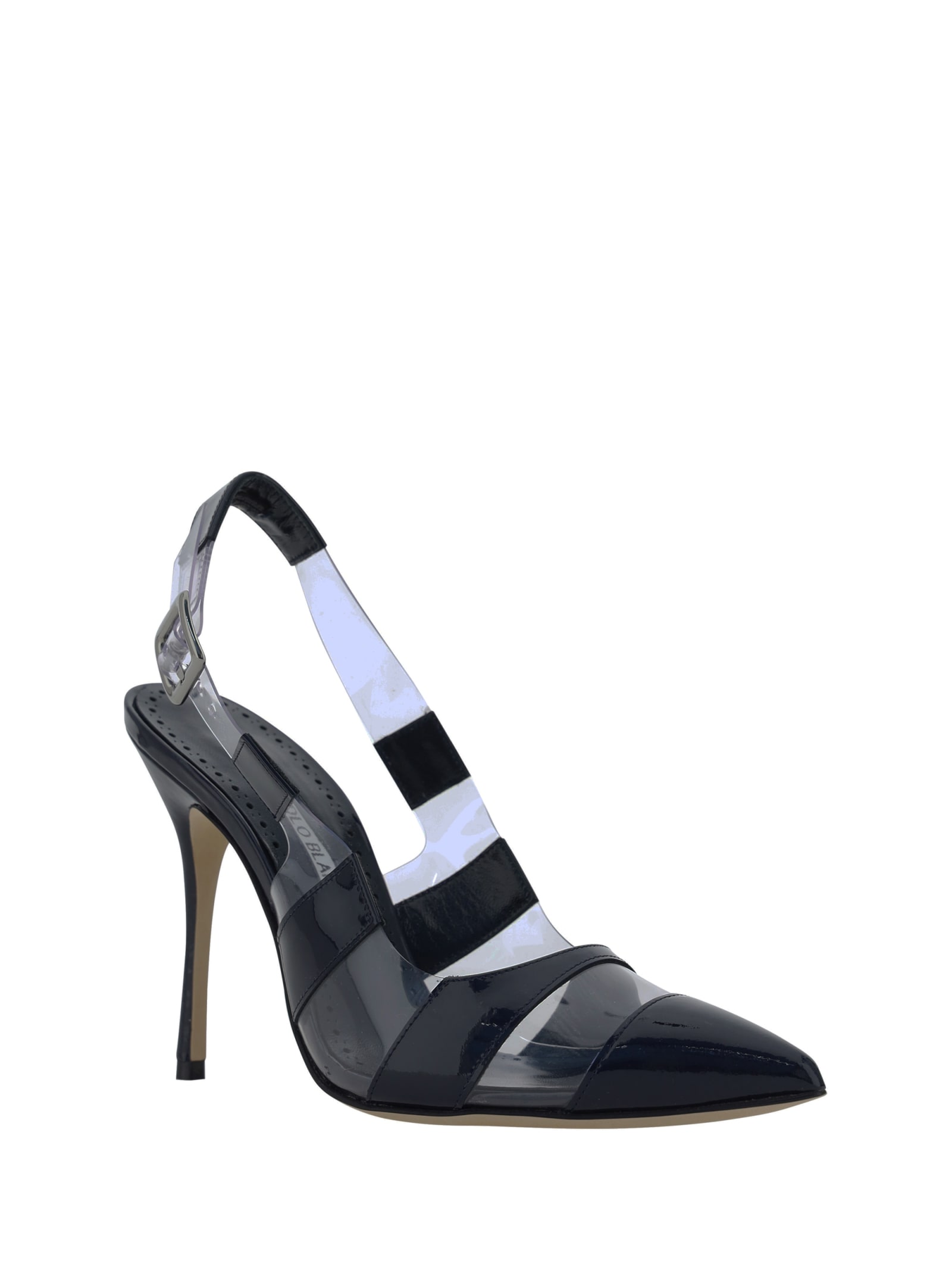 Shop Manolo Blahnik Uxra Fabio Pumps In Navy