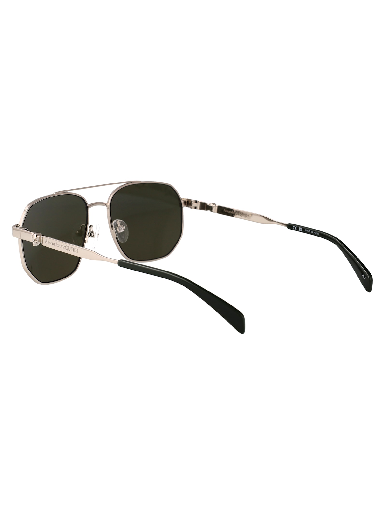 Alexander Mcqueen Alexander Mc Queen Sunglasses Am0458 S 003 In 003 Silver Silver Green