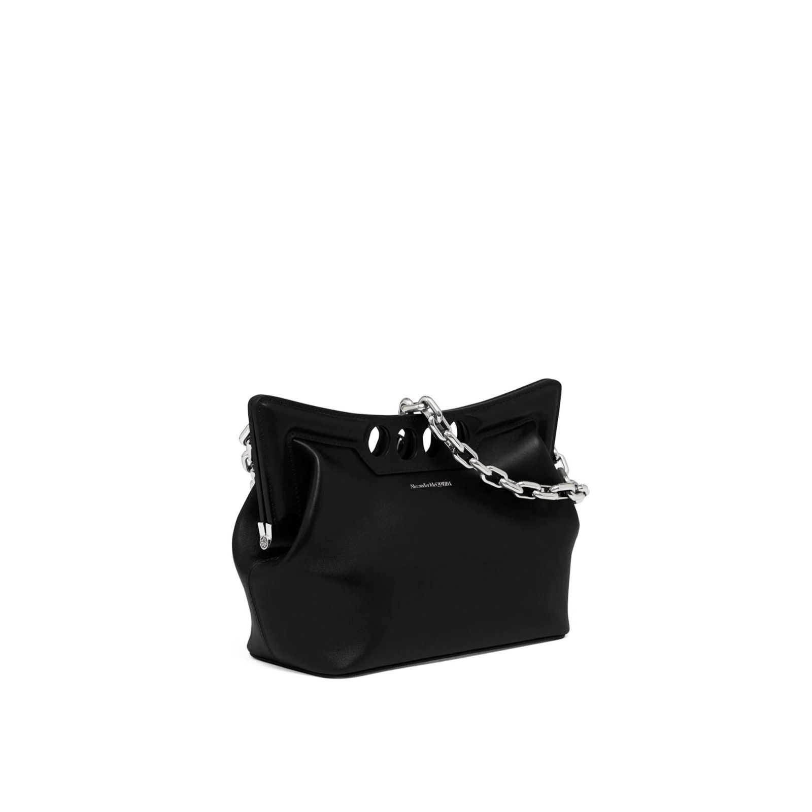 Shop Alexander Mcqueen The Peack Leather Bag In Black