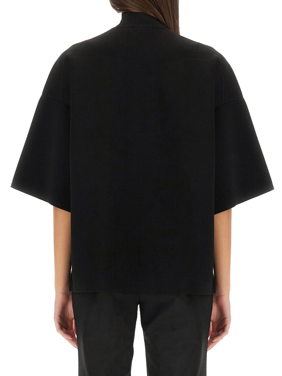 Theory Stretch-jersey Turtleneck Top In Black