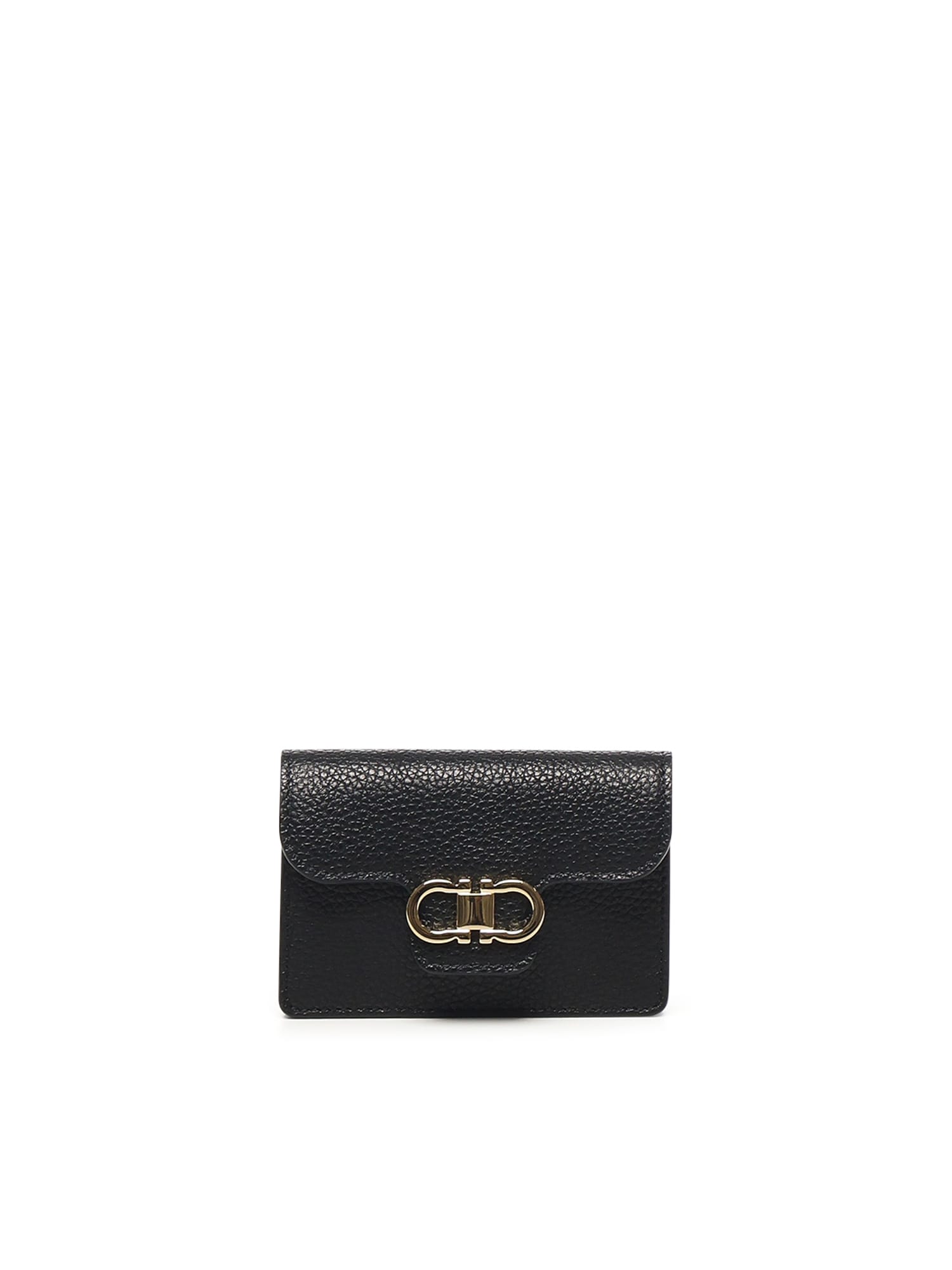 Ferragamo Gancini Compact Wallet In Black