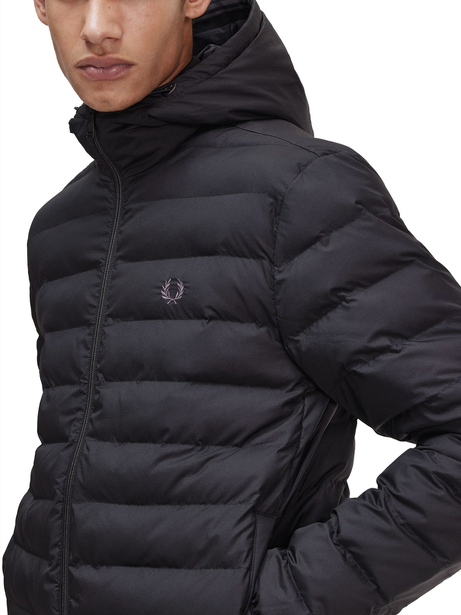 Down Jacket With Logo In Black