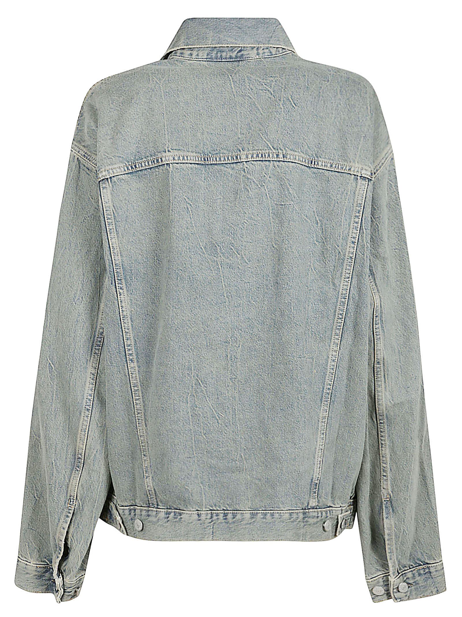 Shop Acne Studios Vintage Effect Denim Jacket In Light Blue