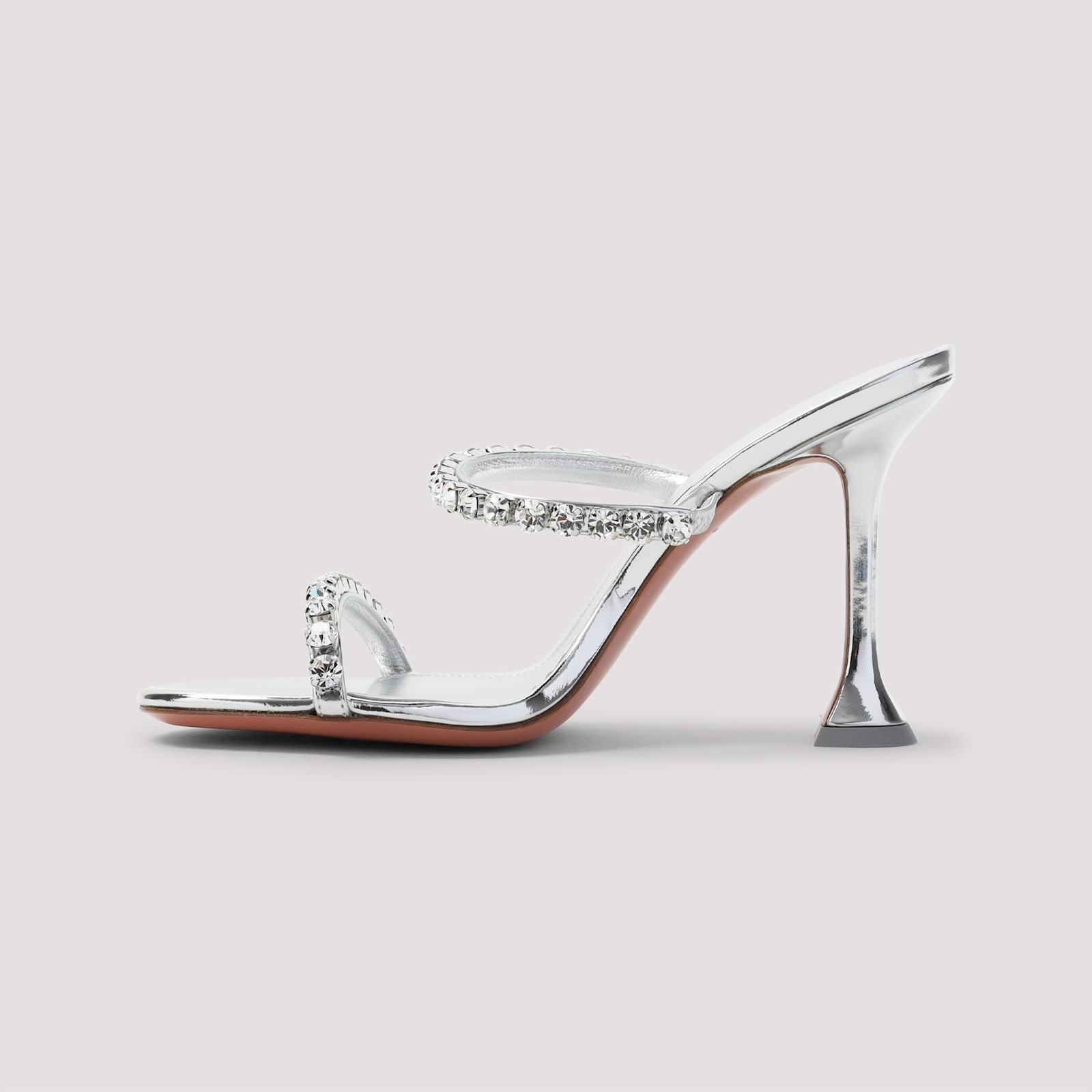 Shop Amina Muaddi Gigi 95 Slippers In Mirror Silver