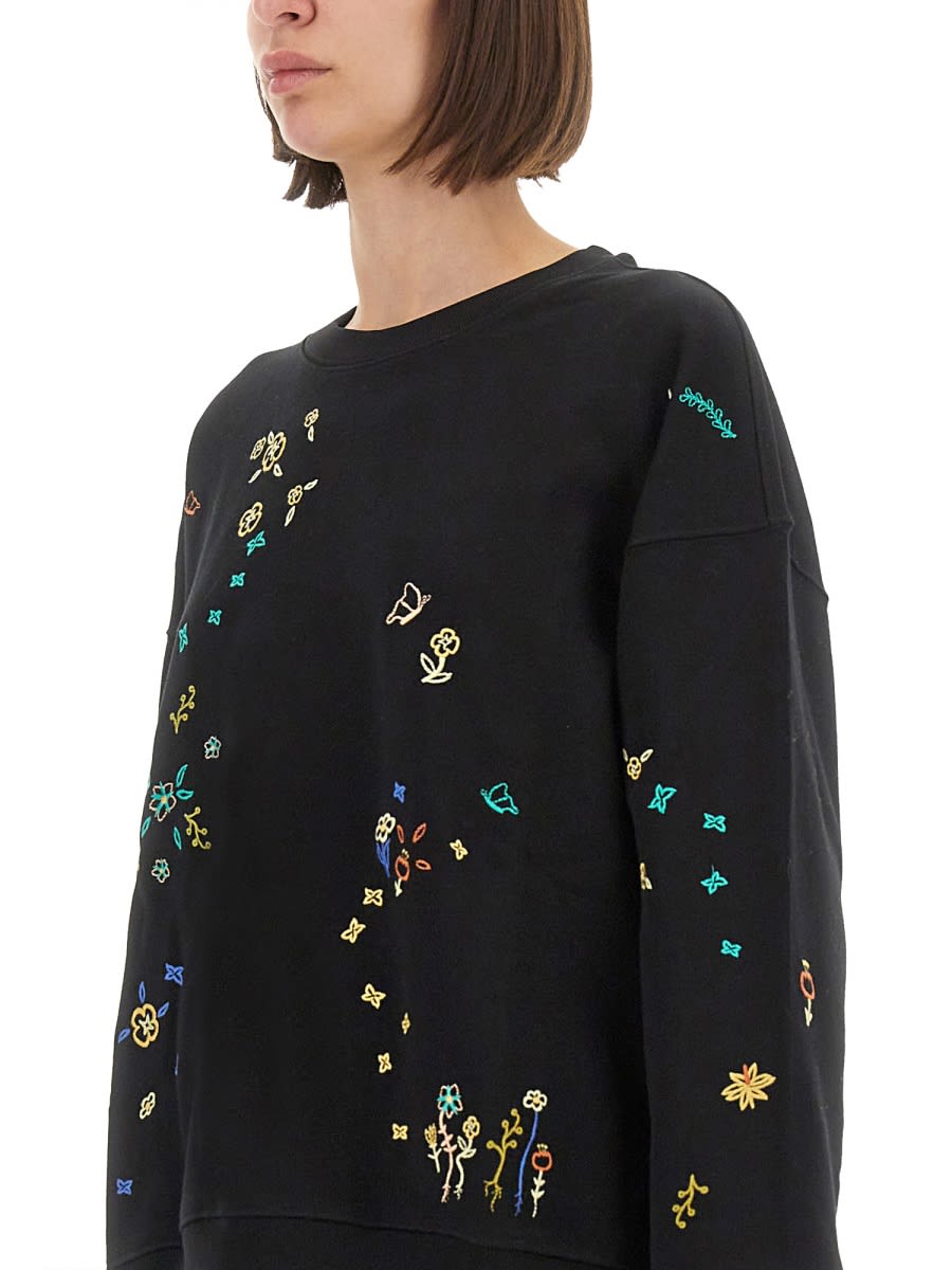 Ps By Paul Smith Sweatshirt With Floral Embroidery In Black