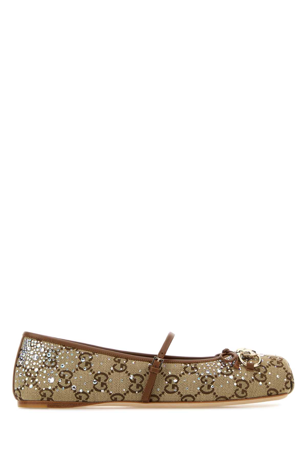 Gucci Ballerina Shoes With Buckle And Embellishments In Animal Print