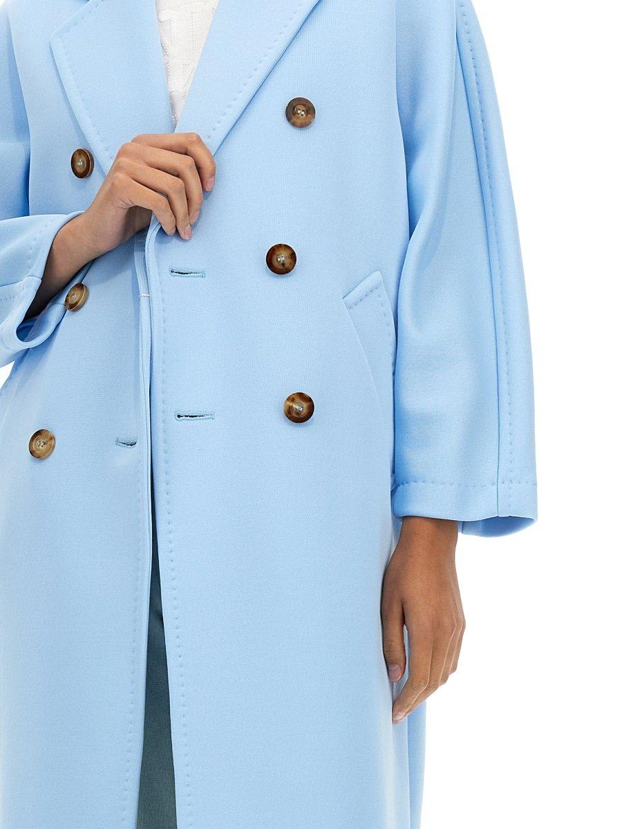 Shop Max Mara Double-breasted Long-sleeved Coat In Azure