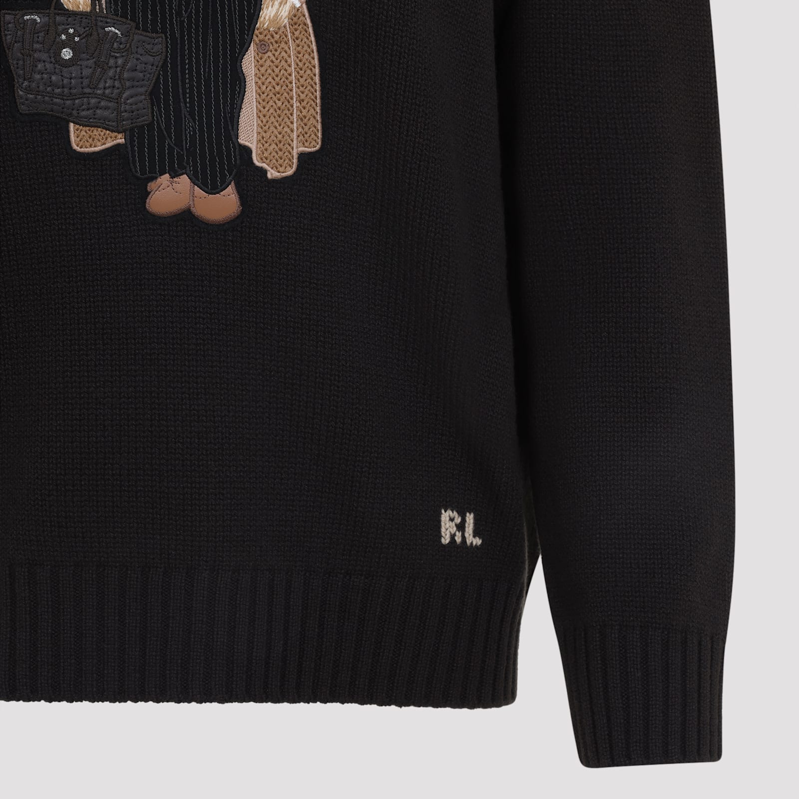 Ralph Lauren Crew Neck Embroidered Knitwear In Brown