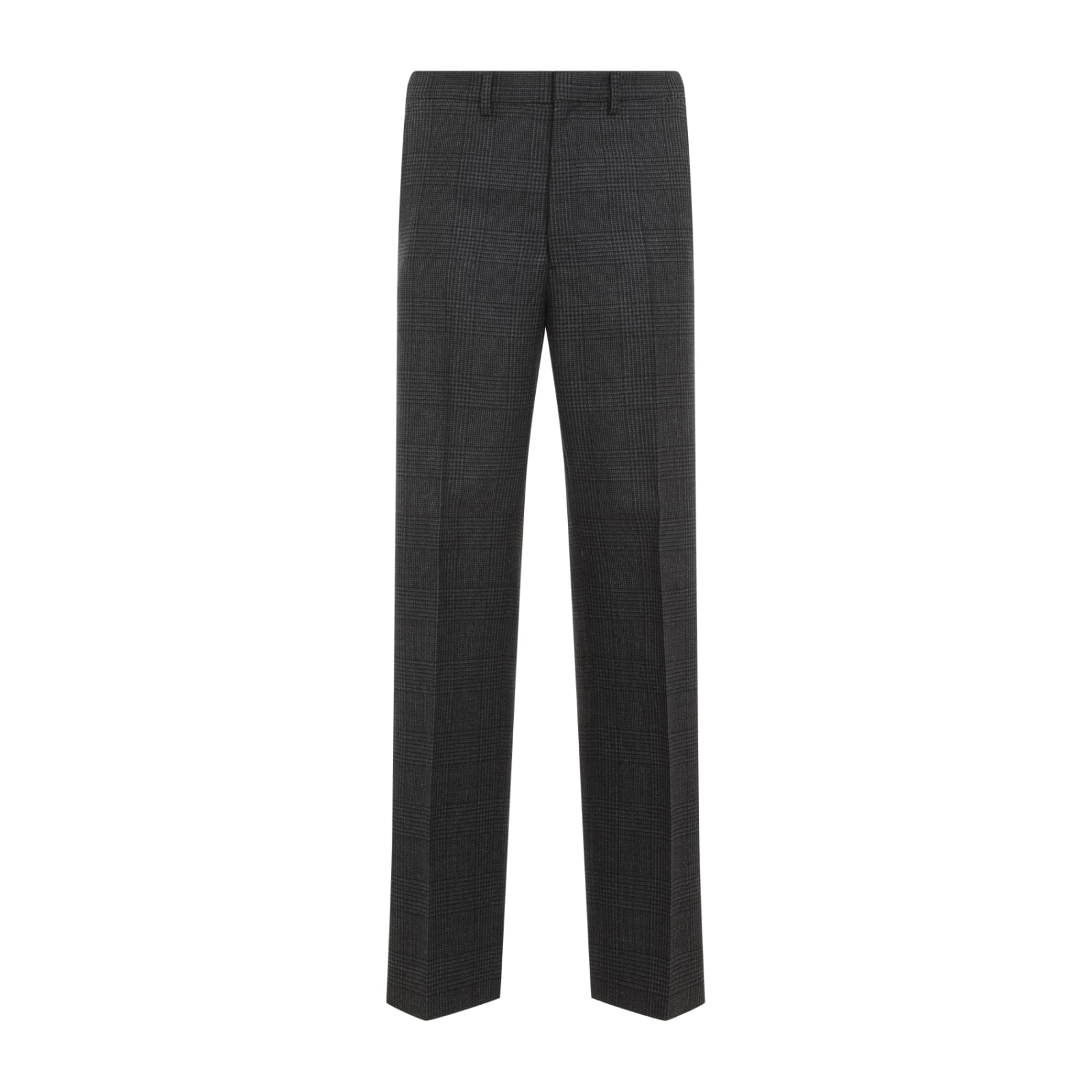 Prada Checkered Pattern Trousers Belt Loops Back Pockets In Antracite