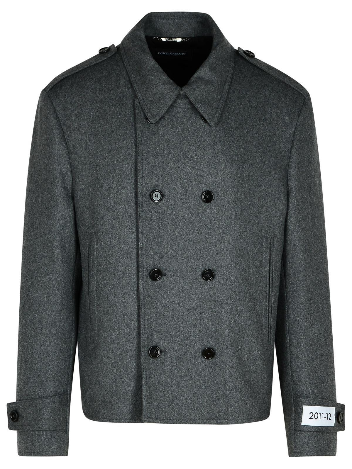 Shop Dolce & Gabbana Double-breasted Coat In Grey