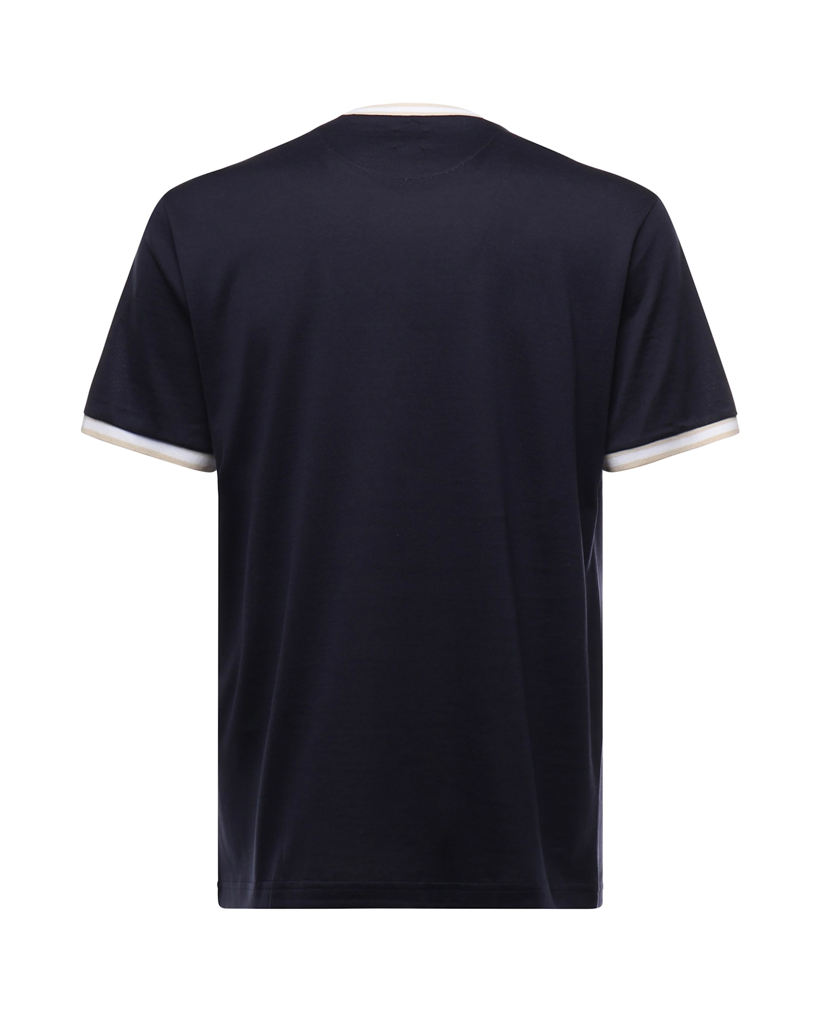 Eleventy Men Black Crewneck T-shirt With Layered Collar In Cotton Man In Blue