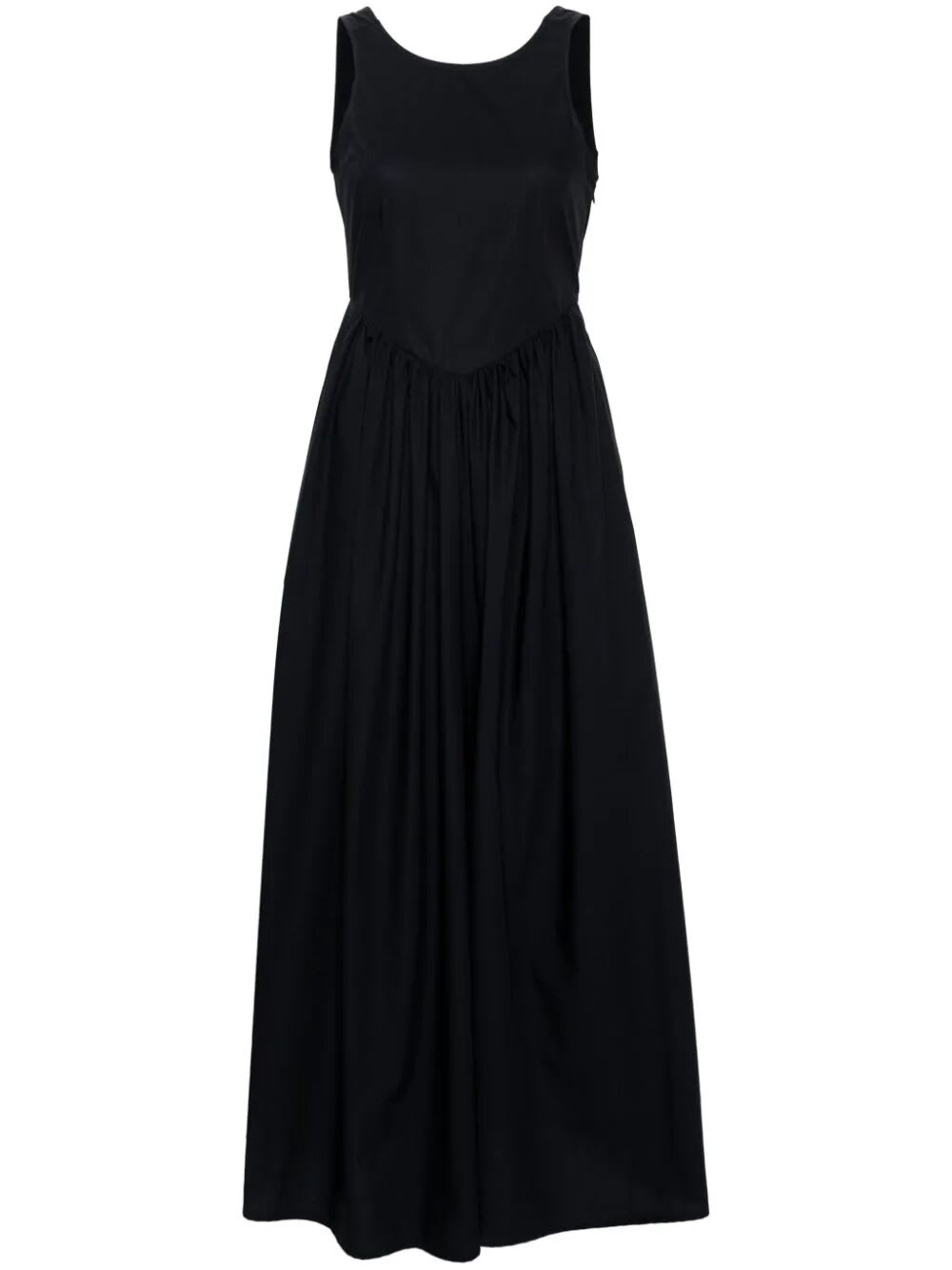 Shop Emporio Armani Sleeveless Long Dress In Navy Blue