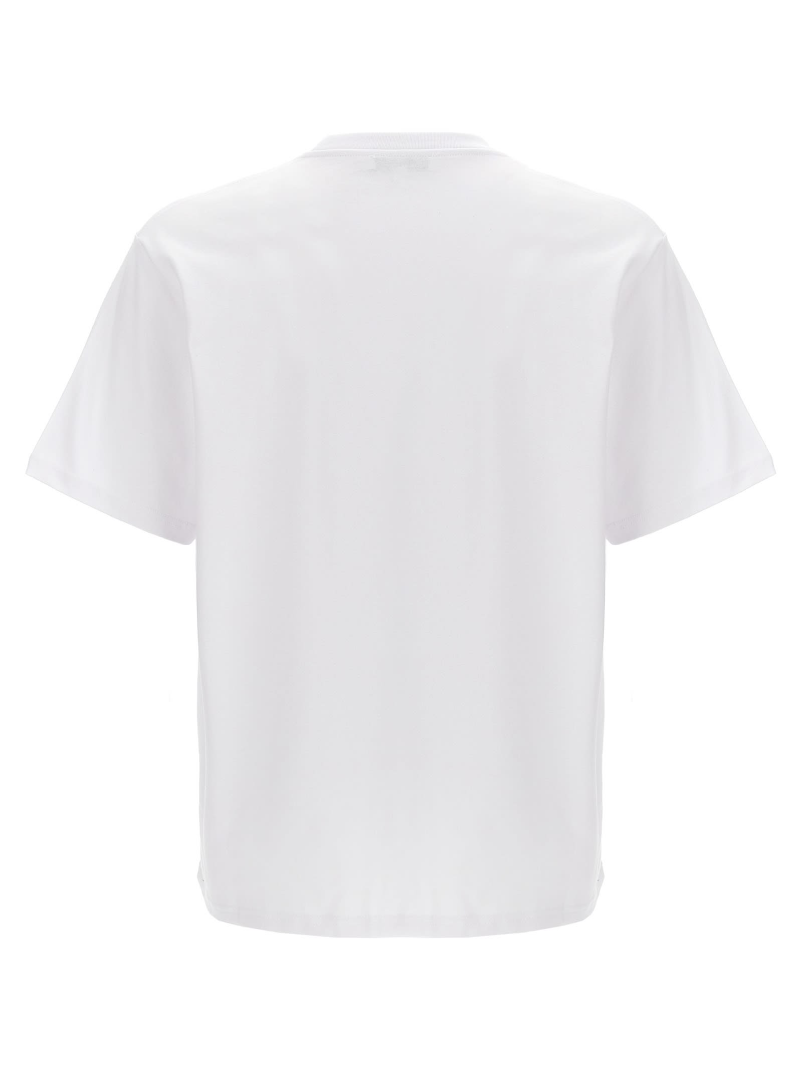 Jw Anderson Men White Crewneck T-shirt With Logo Embroidery On The Front In Cotton Man In White/black