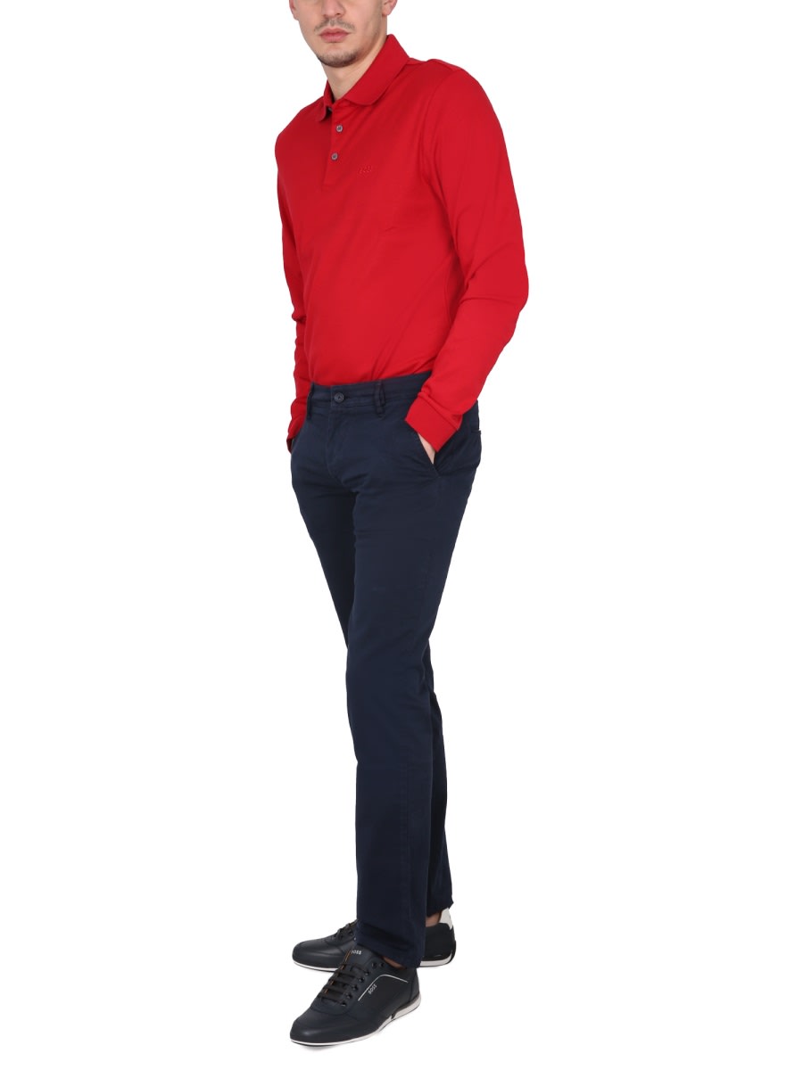 Shop Hugo Boss Polo With Logo Embroidery In Red