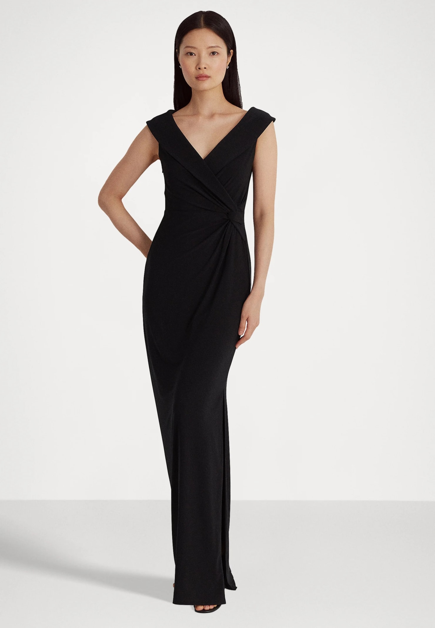 Shop Ralph Lauren Leonidas Sleeveless Gown In Black