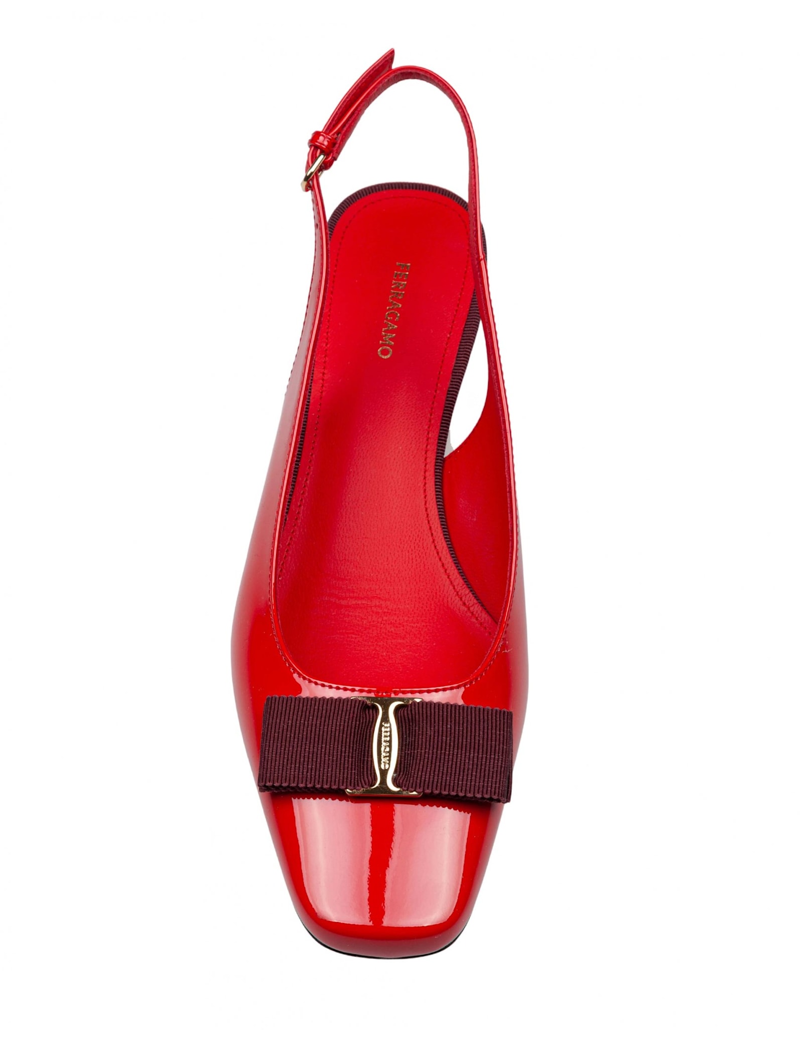 Ferragamo Rivada 30 Patent Leather Slingback Pumps In Flame Red