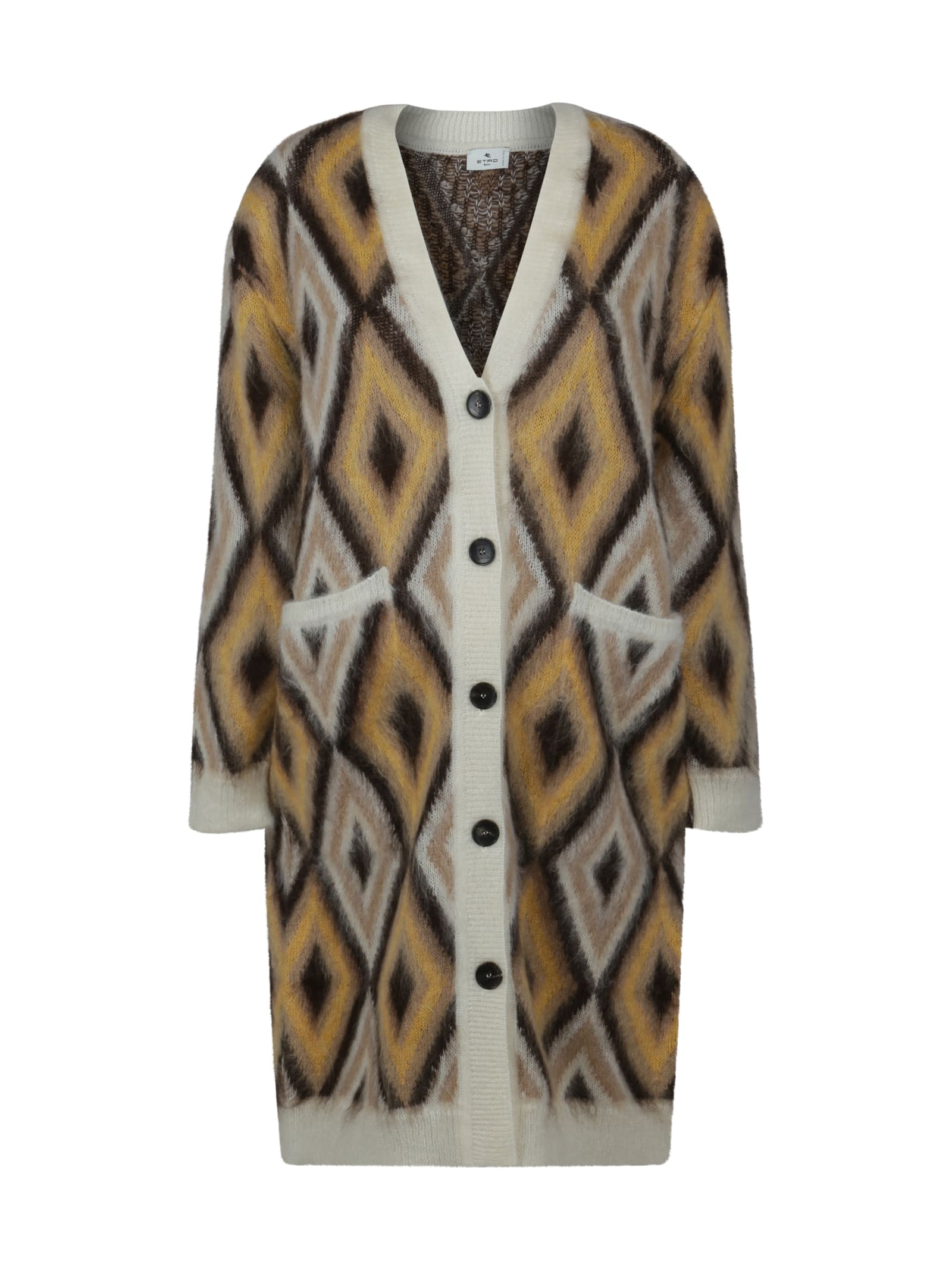 Etro Brushed Wool-blend Jacquard-knit Cardigan