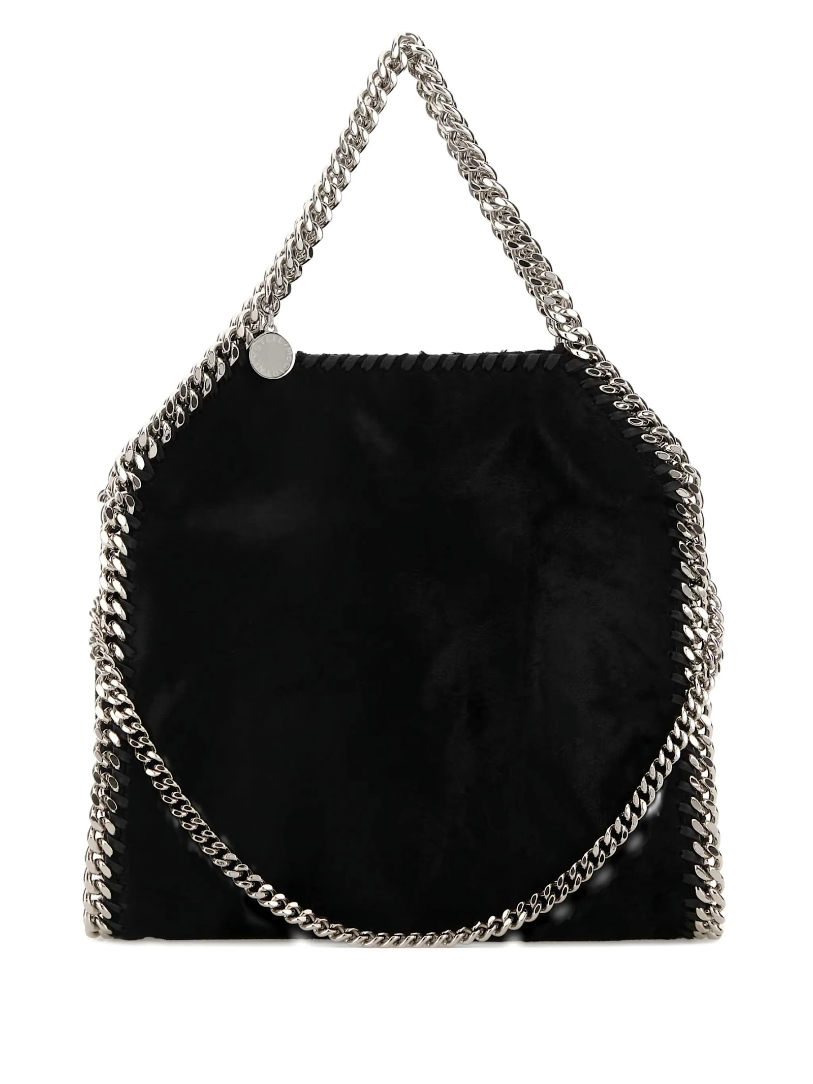 Stella Mccartney Falabella Mini Bag Brushed Velvet In Black