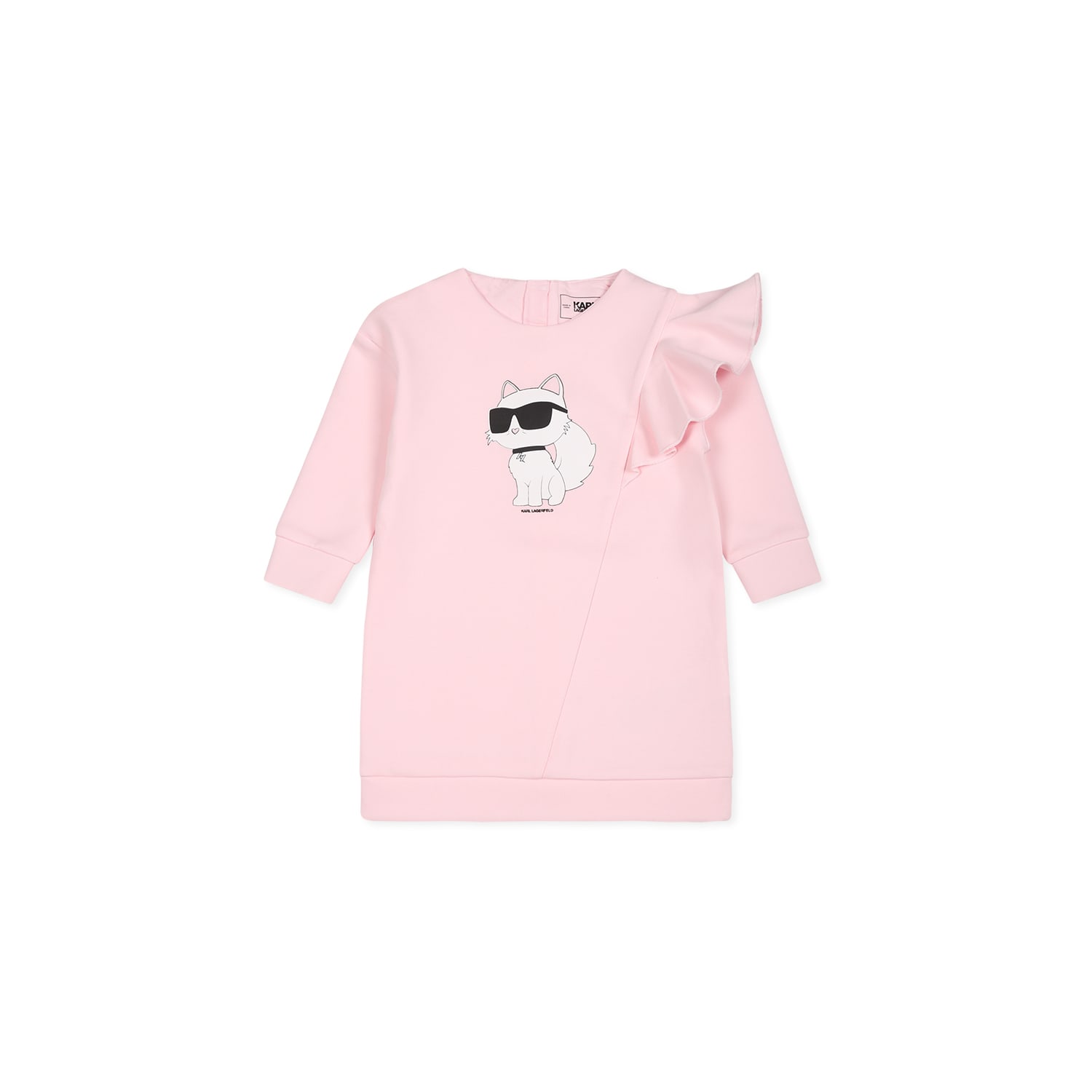 Shop Karl Lagerfeld Pink Dress For Baby Girl With Choupette Print