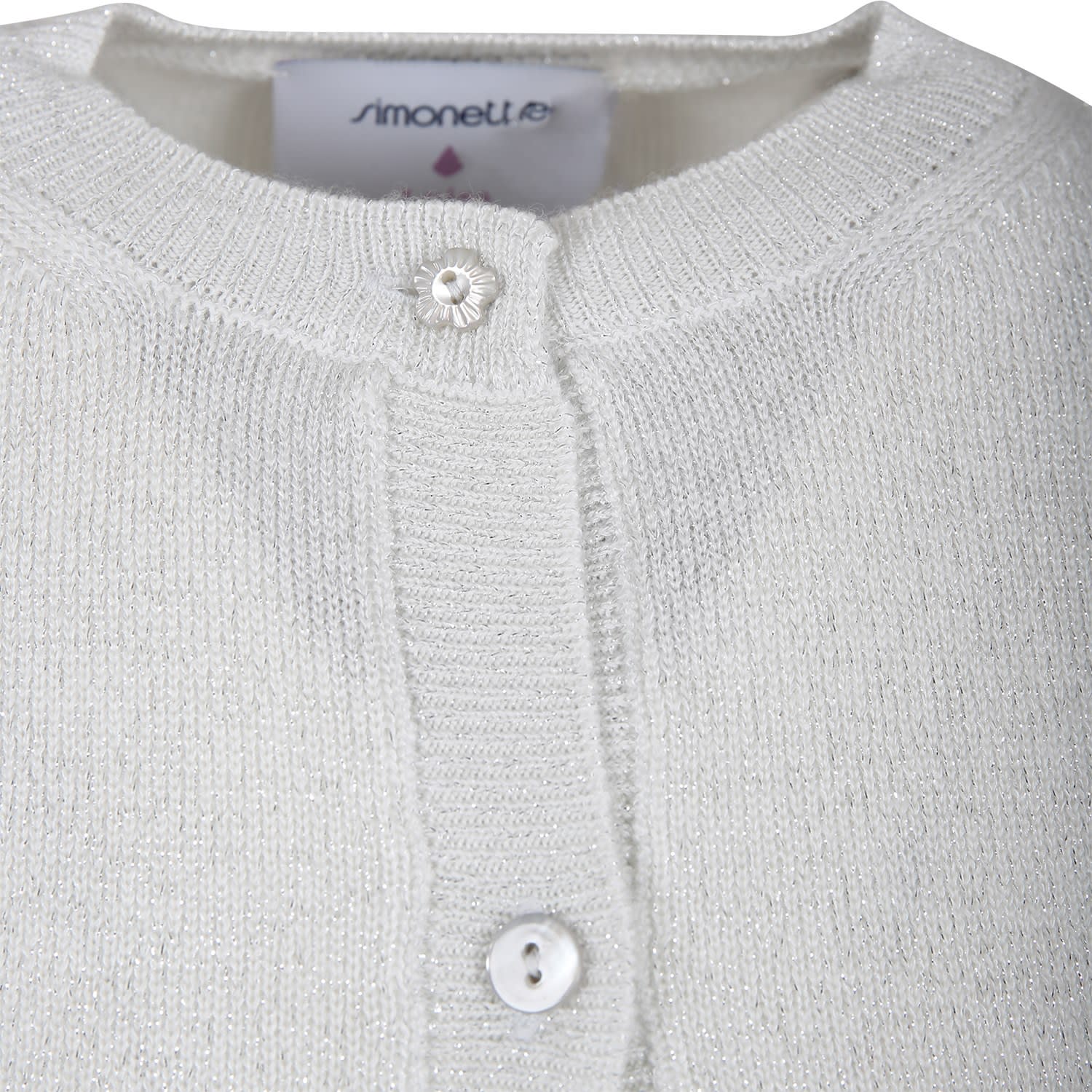 Simonetta White Cardigan For Girl In Silver