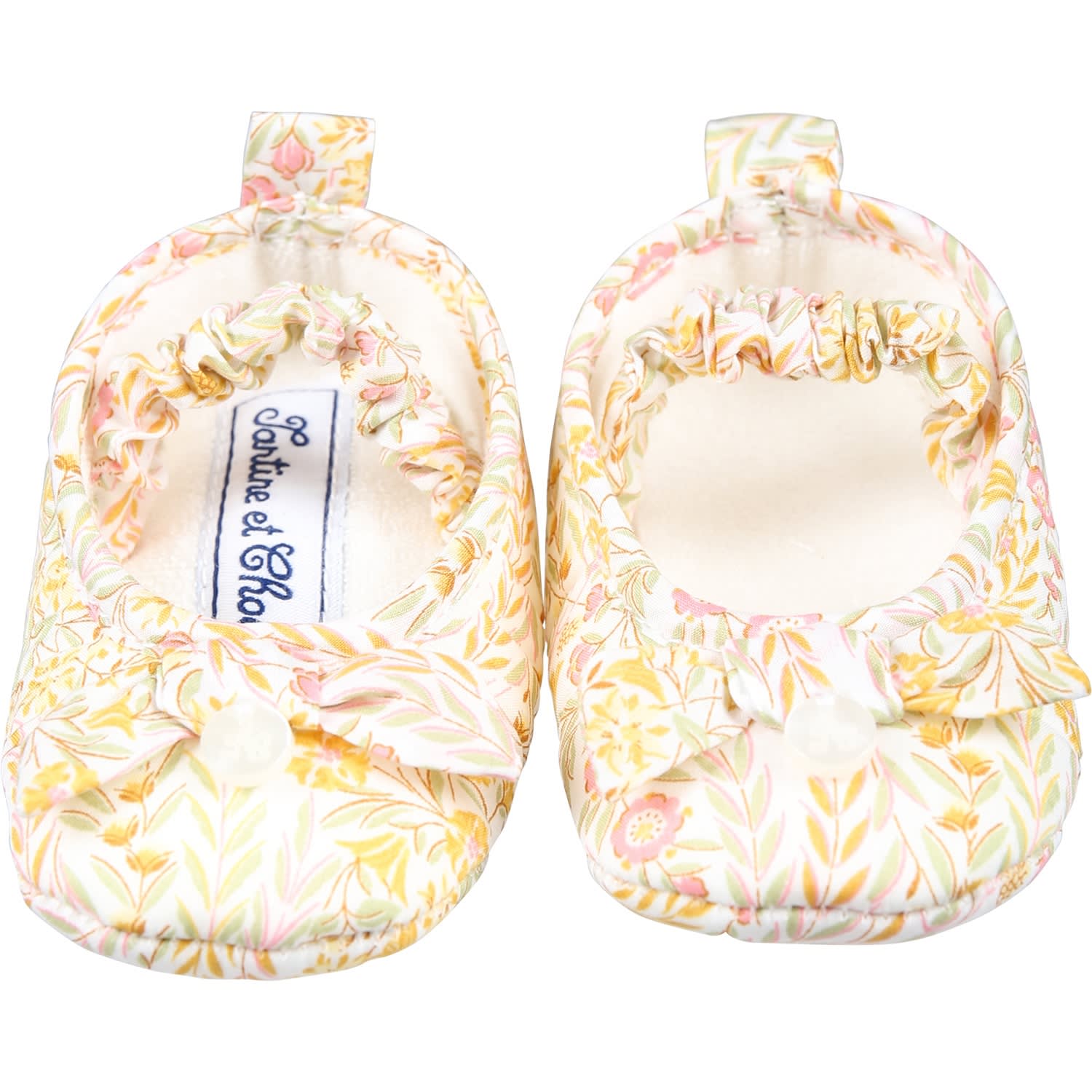 Shop Tartine Et Chocolat Ivory Ballet Flats For Baby Girl With A Liberty Fabric
