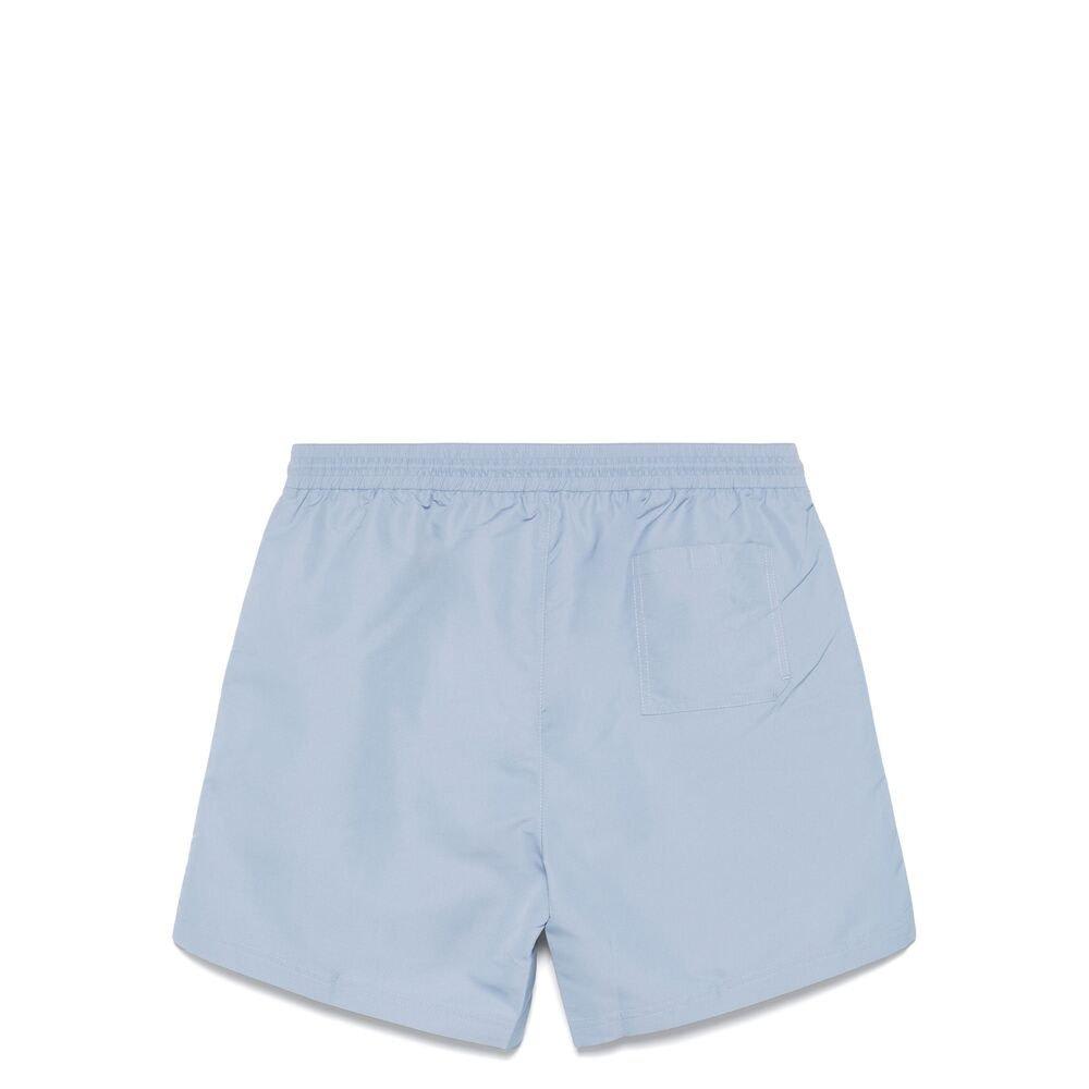 Brunello Cucinelli Branded Drawstring Swimshorts In Light Blue