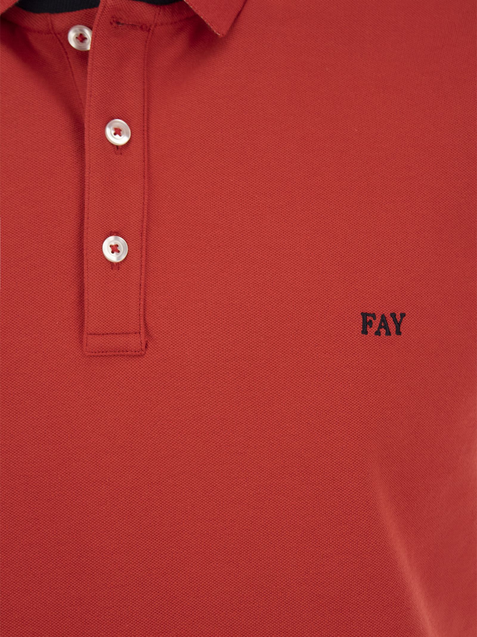 Shop Fay Stretch Polo Shirt In Red