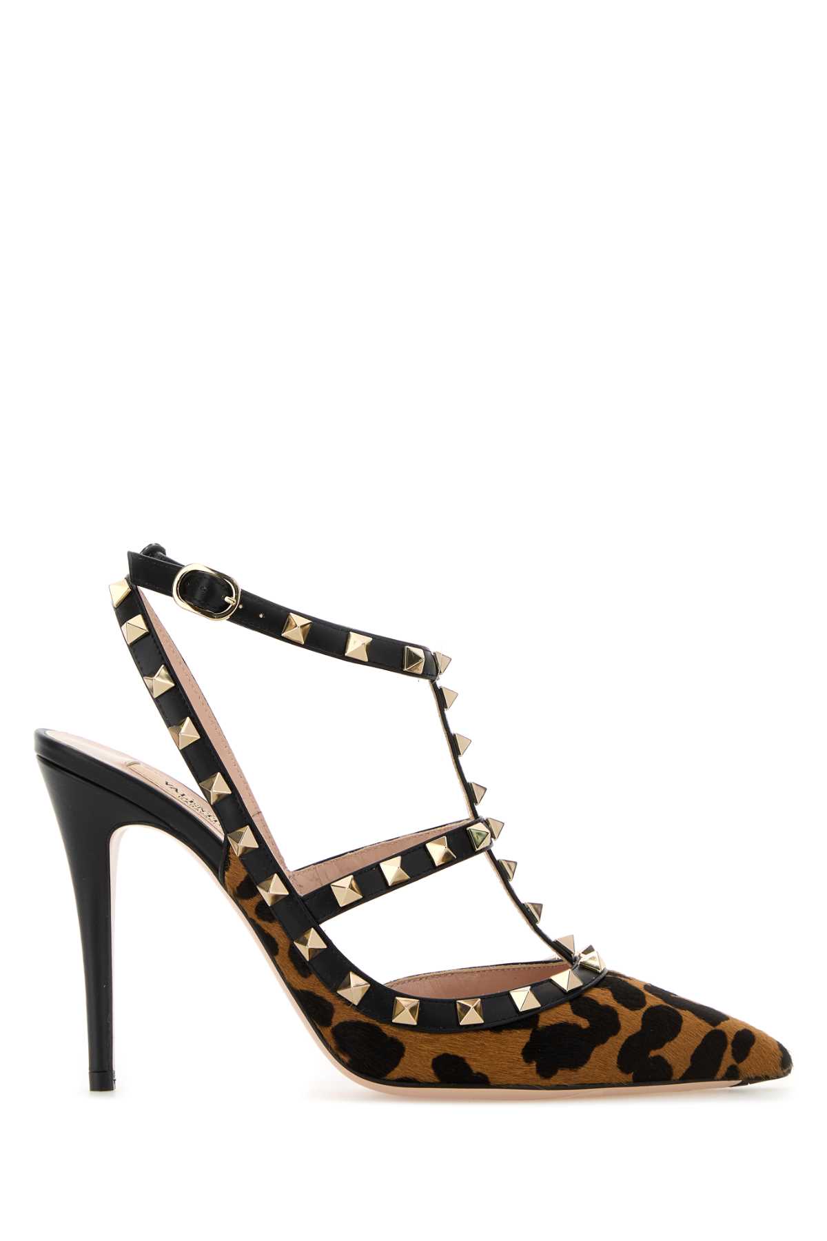 Valentino Garavani Printed Calf Hair Rockstud Pumps In Brown