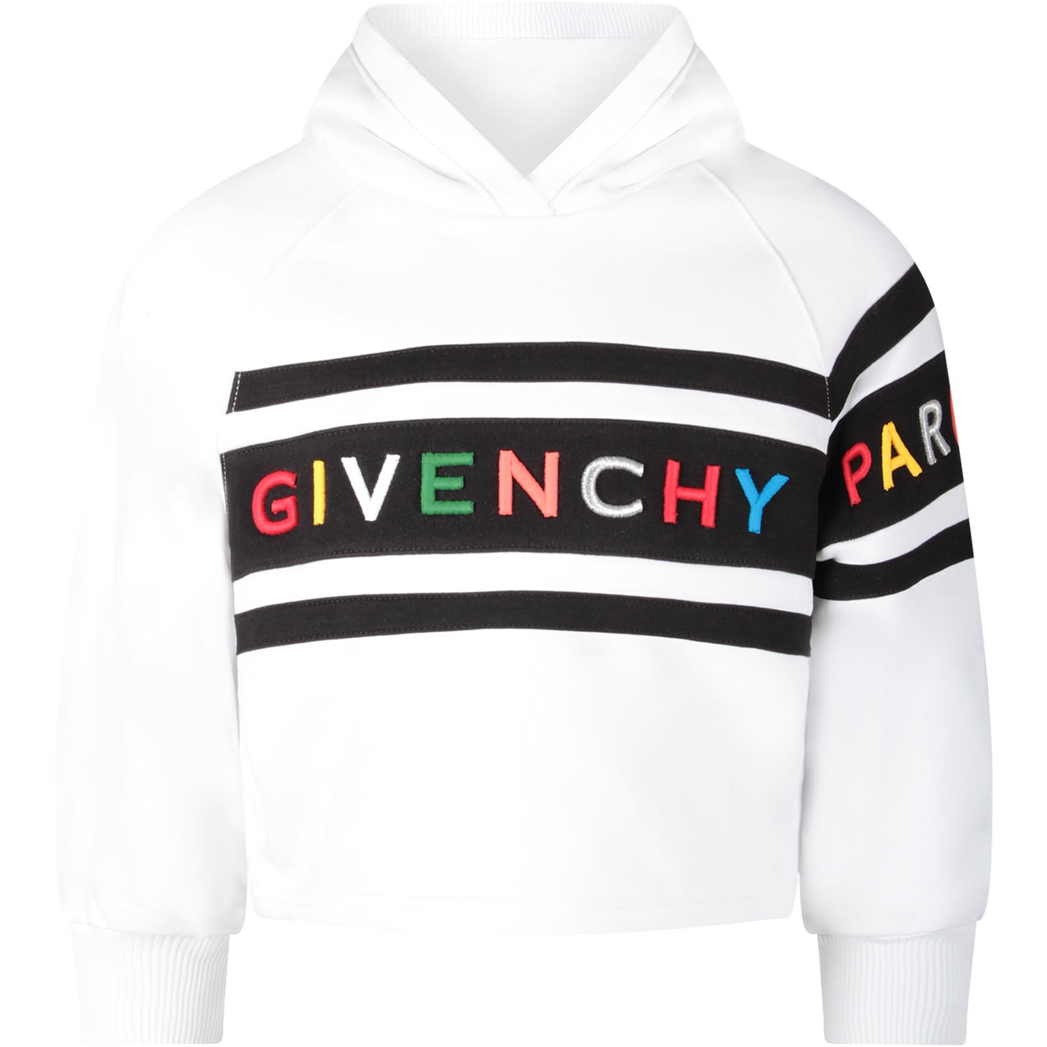 GIVENCHY WHITE SWEATSHIRT FOR GIRL WITH COLORFUL LOGO,11215412