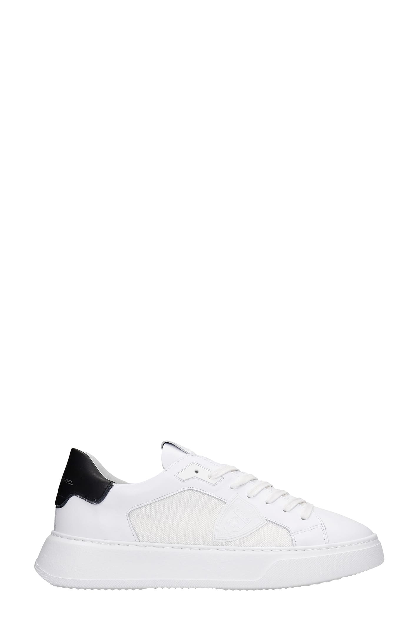 Philippe Model Temple Sneakers In White Leather And Fabric