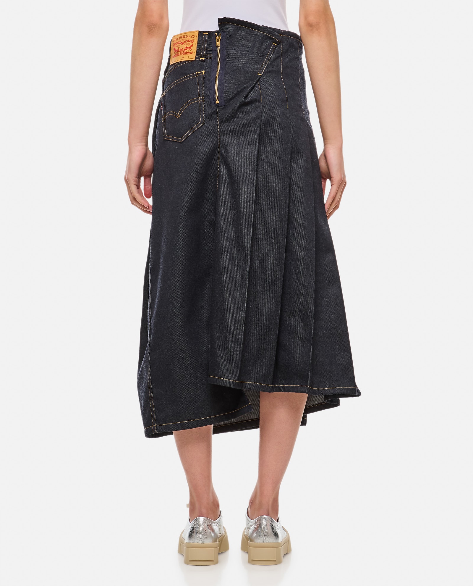 Shop Junya Watanabe Denim Long Skirt Levis Collab