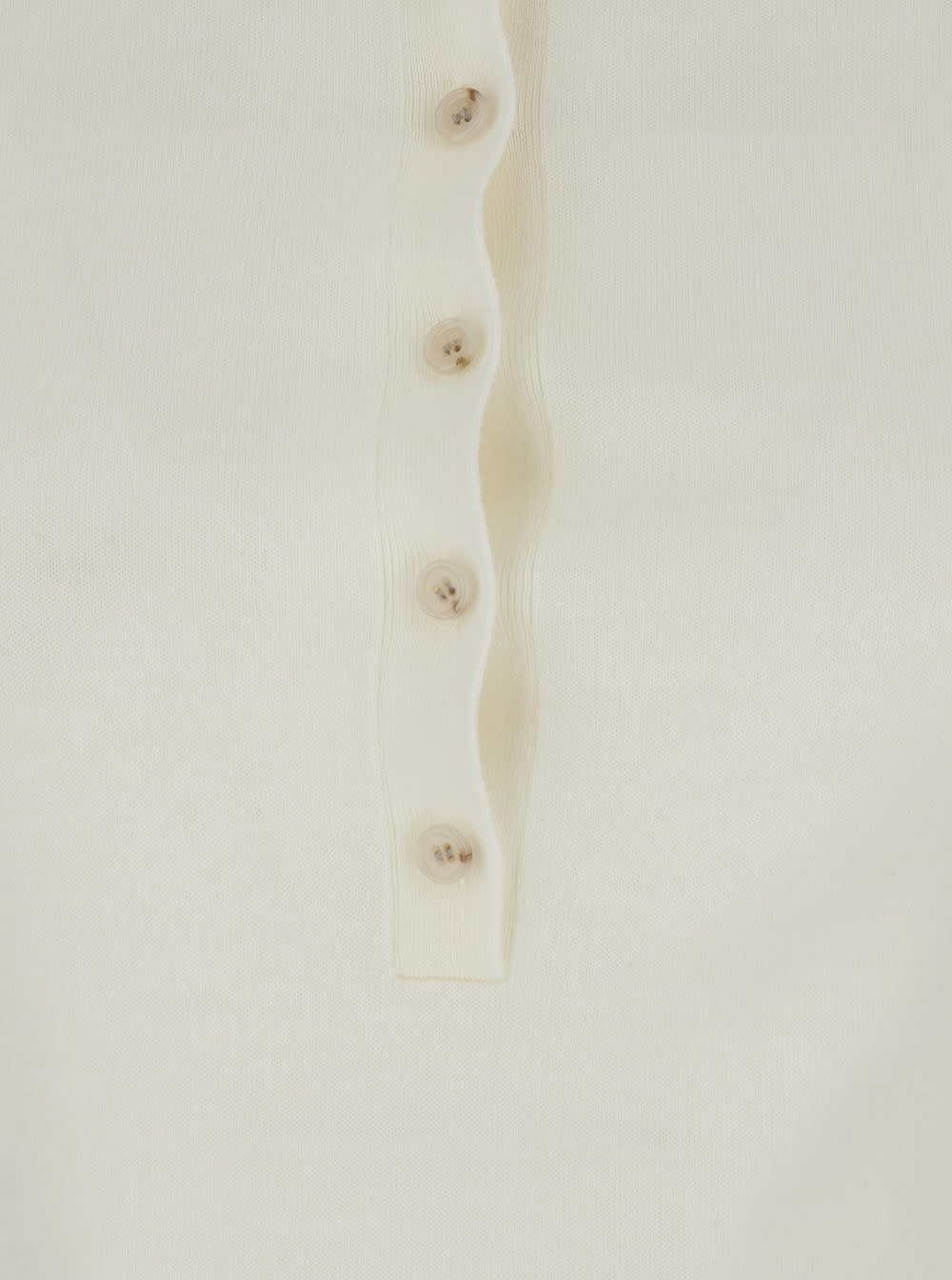 ALLUDE WHITE SWEATER WITH CLASSIC COLLAR AND BUTTON CLOSURE IN WOOL WOMAN