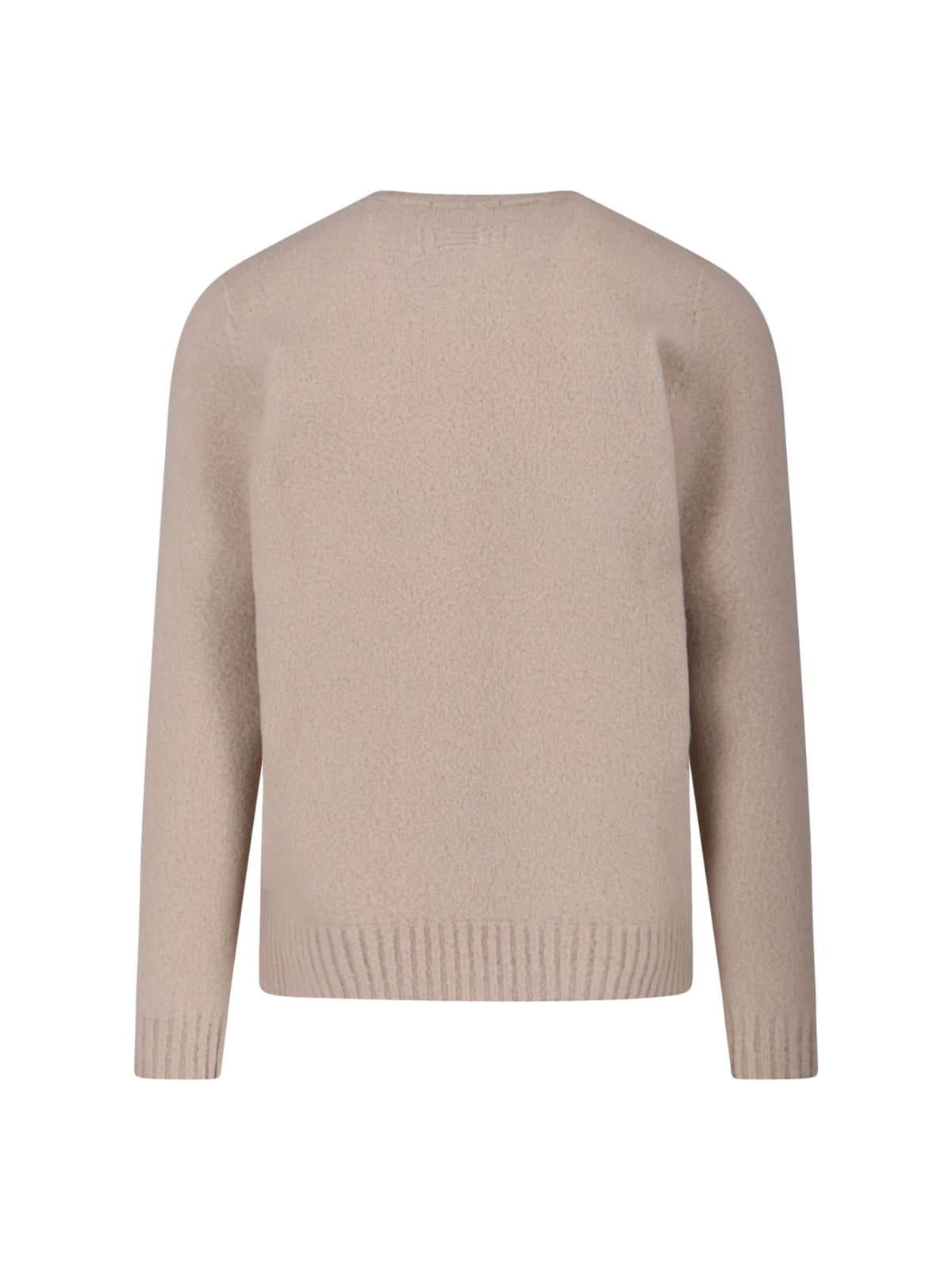 Drumohr Soft Textured Crewneck Sweater With Ribbed Cuffs In Neutral