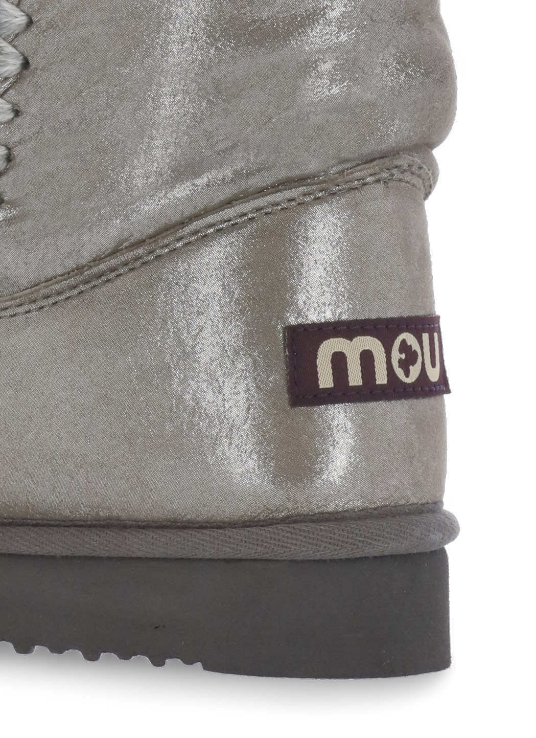 Mou Eskimo 18 Crochet-trim Metallic-leather Boots In Grey