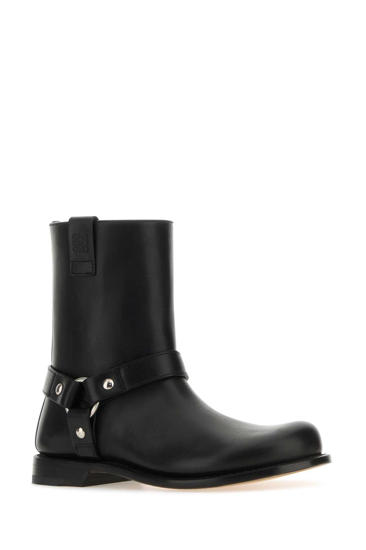 Shop Loewe Black Leather Campo Biker Boots