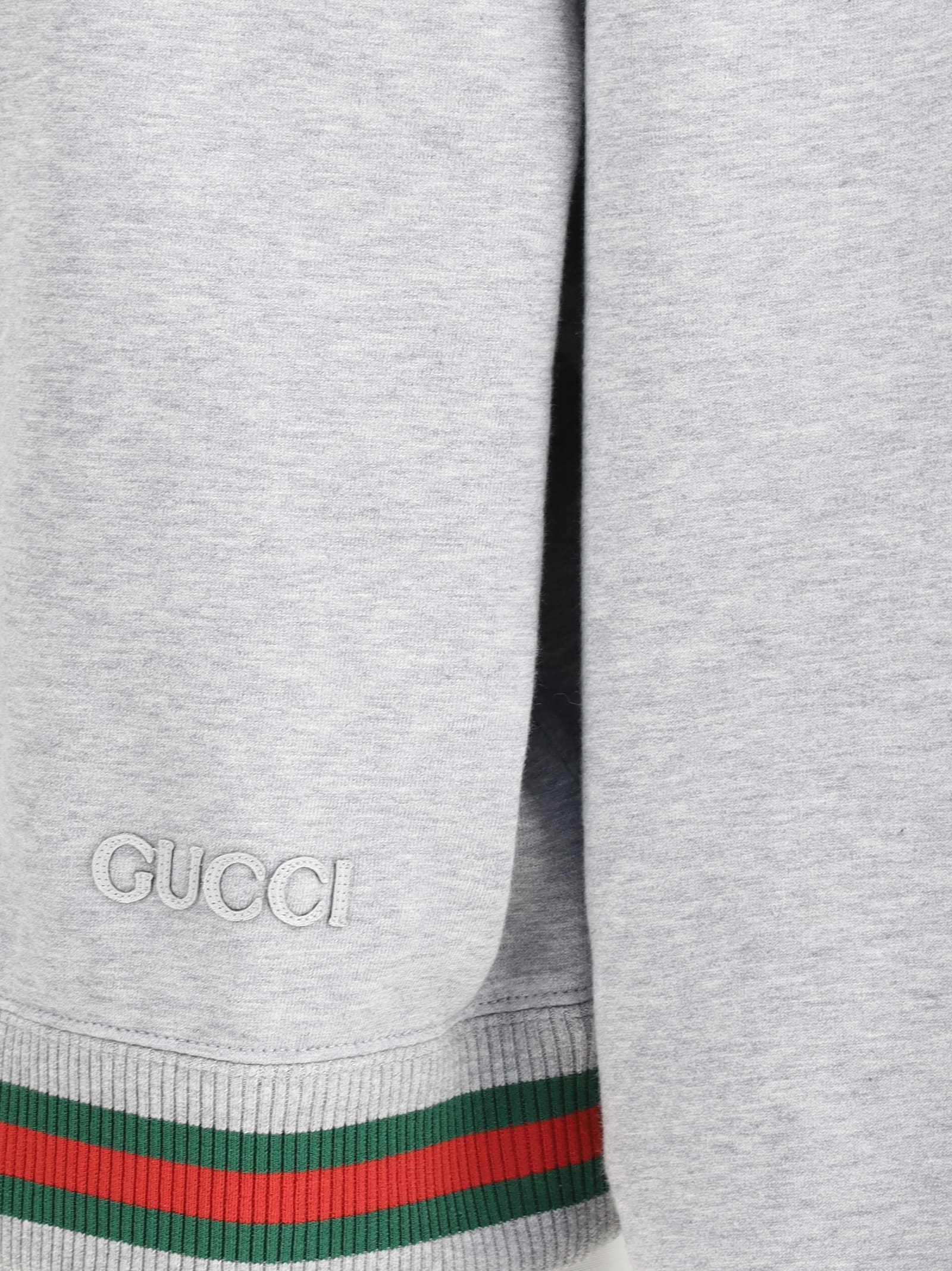 Gucci Grey Sweatshirt With Half Zip Closure And Web Detail On The Waist In Jersey Woman In Grey Melange/mix