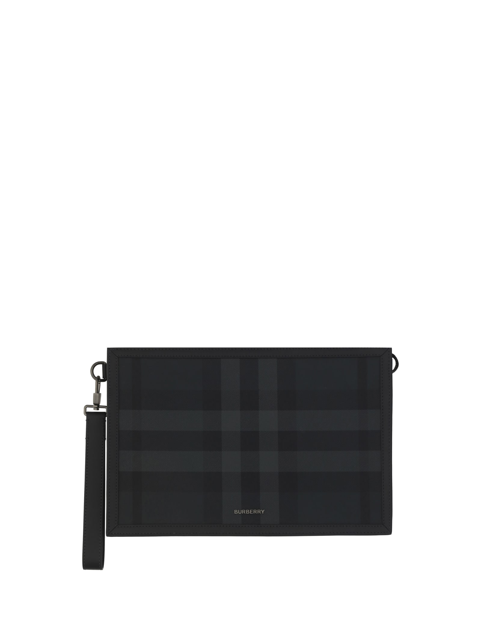 Shop Burberry Clutch In Charcoal
