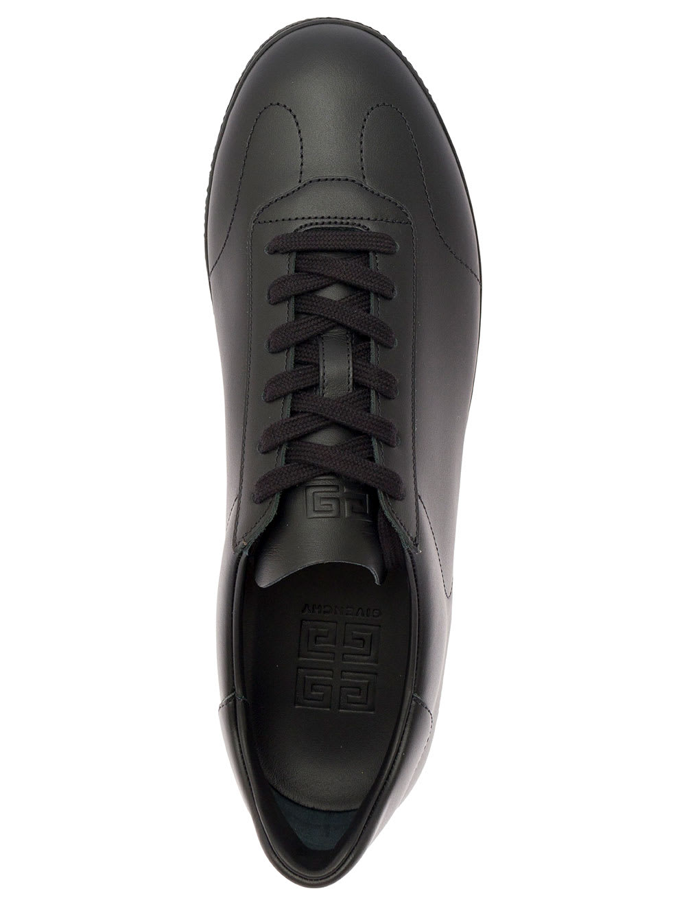 Shop Givenchy Black Low Top Sneakers With Logo Lettering Detail In Leather Man